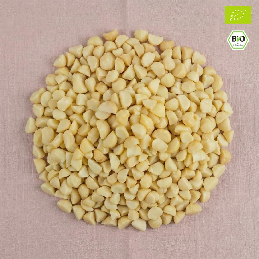 süssundclever.de® Bio Macadamiabruch | Macadamiakerne | 1,0 kg | Macadamia | Style 6 | plastikfrei und ökologisch-nachhaltig abgepackt