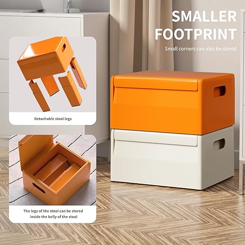 Miniatura 8 de HOTEAGLE Moderna mesita de noche, mesa de noche de plástico multifuncional con espacio de almacenamiento, mesa auxiliar de fácil montaje para