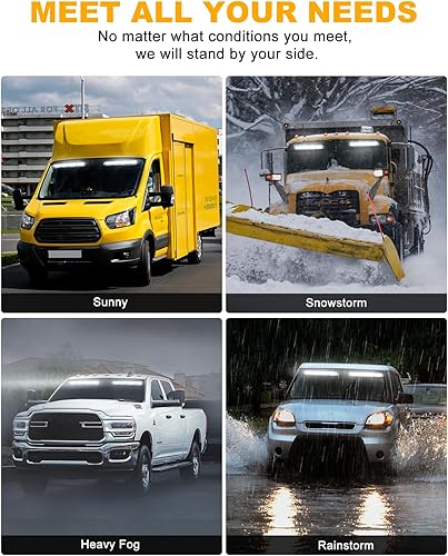 Miniatura 89 de HLauto Luces estroboscópicas de emergencia 6Z4J: luces de seguridad blancas rojas de 2 x 16.8 pulgadas, 48 luces LED intermitentes de advertencia