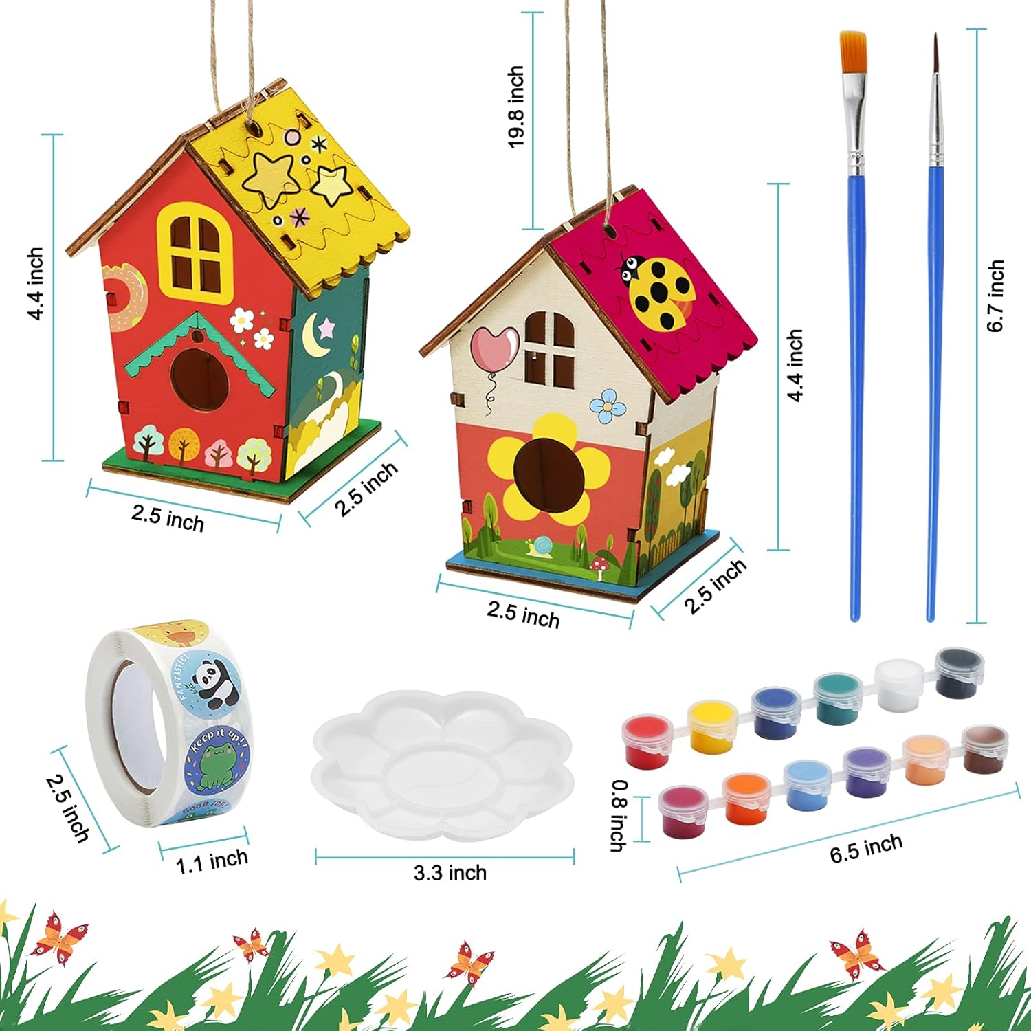 Bird House Kit 2 Pack,Arts and Crafts for Kids DIY Bird House Kits for Children Adult to Build,Hanging Outdoor Wood Build Your Own Unfinished Bird House Kit for Girls Boys Toddler Ages 4-6,6-8,8-12 : Toys & Games