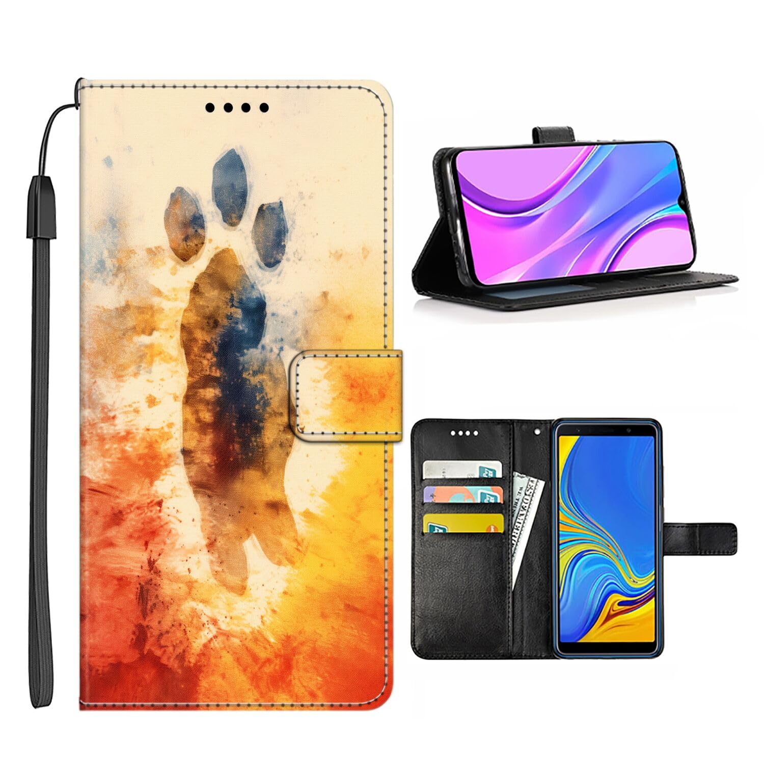 Wallet Case for Samsung Galaxy Note 20 Note 20 Ultra Note 10 Note 10+ Note 8 Note 9 4G/5G Designer cat-Art cc153 with Flip Folio Holder