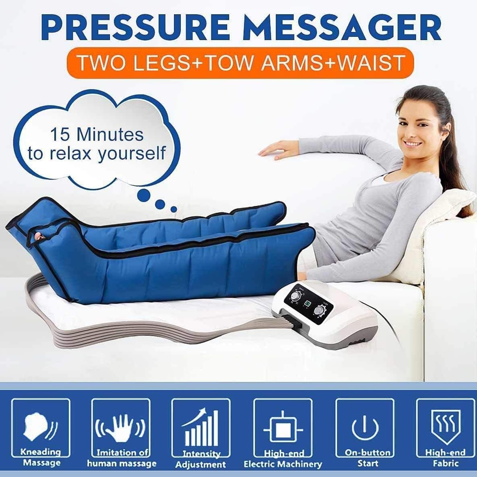 6 Cámaras de Aire, Masajeador Eléctrico por Compresión L/XL para Piernas, Brazos, Cintura, Pies Botas de Drenaje Linfático y Presoterapia, Circulación Sanguínea y Relajación Muscular para Lipedema