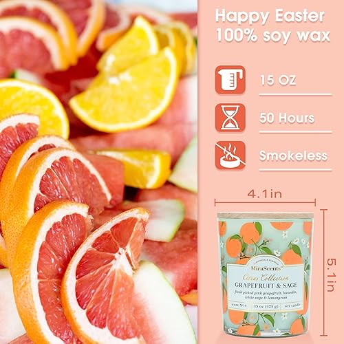 Miniatura 3 de Vela de pomelo, velas secentadas de pomelo y salvia, velas de verano para el hogar y la cocina, vela perfumada de cera de soja, 10 onzas