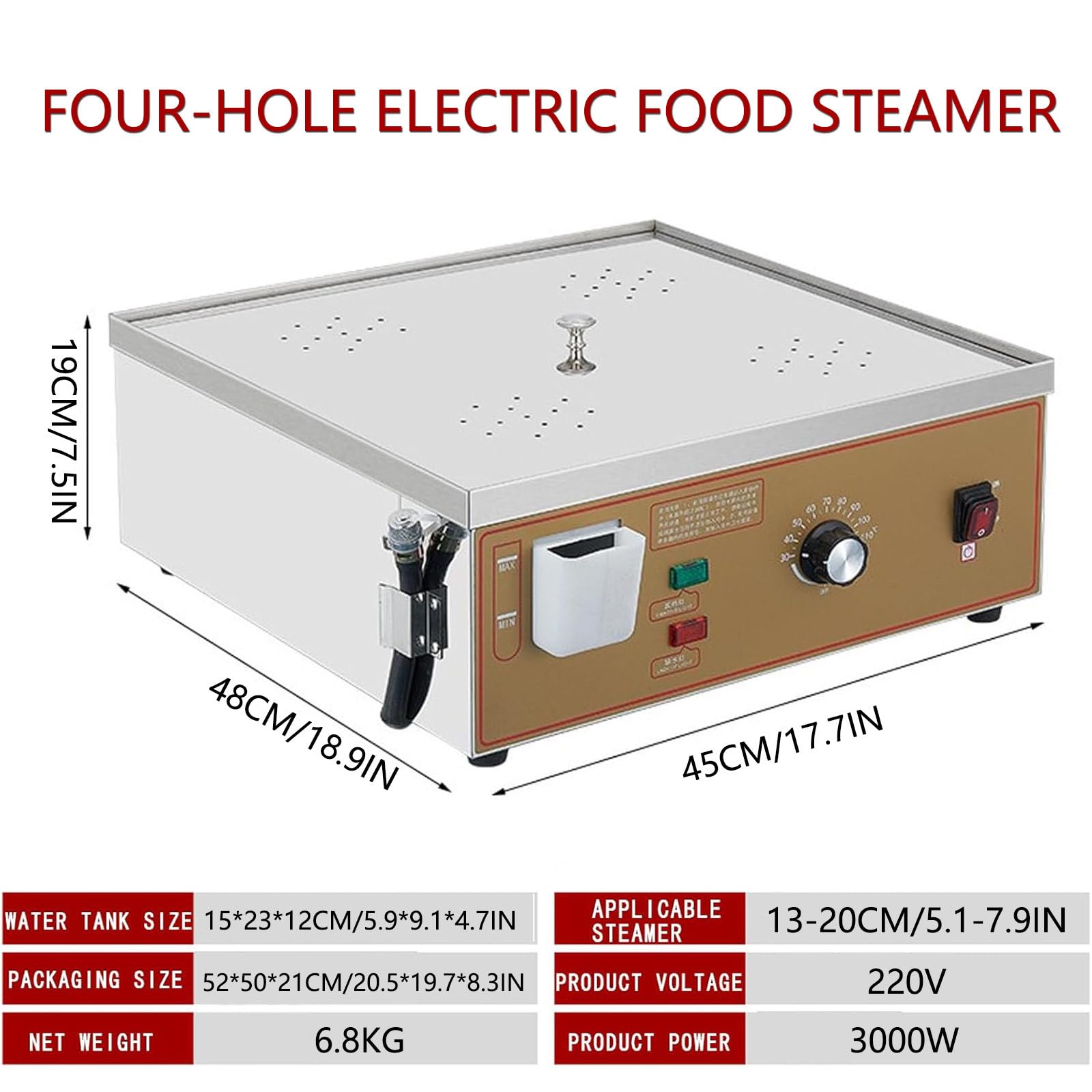 Macchina per panini al Vapore Commerciale, 2/4/6 Fori Vaporiera elettrica, Dimensioni della vaporiera 13-20 cm,vaporiera elettrica per ristoranti a Buffet Domestici,Four-Hole