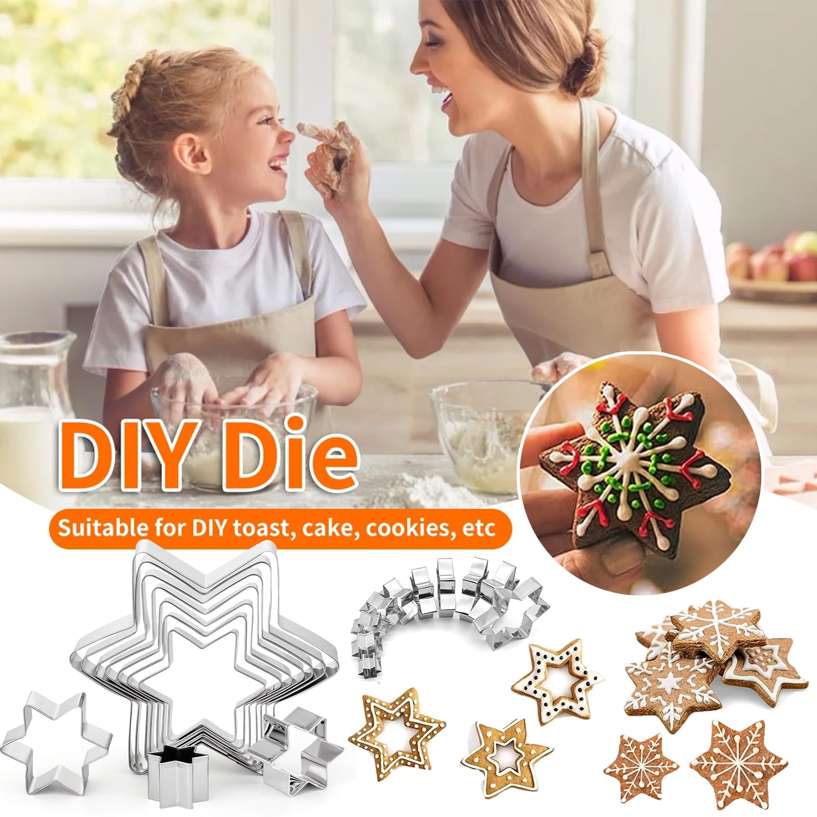 Formina Per Biscotti In Acciaio INOX – Forma Fiocco Di Neve, Utensile Da Cucina Per Pasta Frolla E Decorazioni - 2