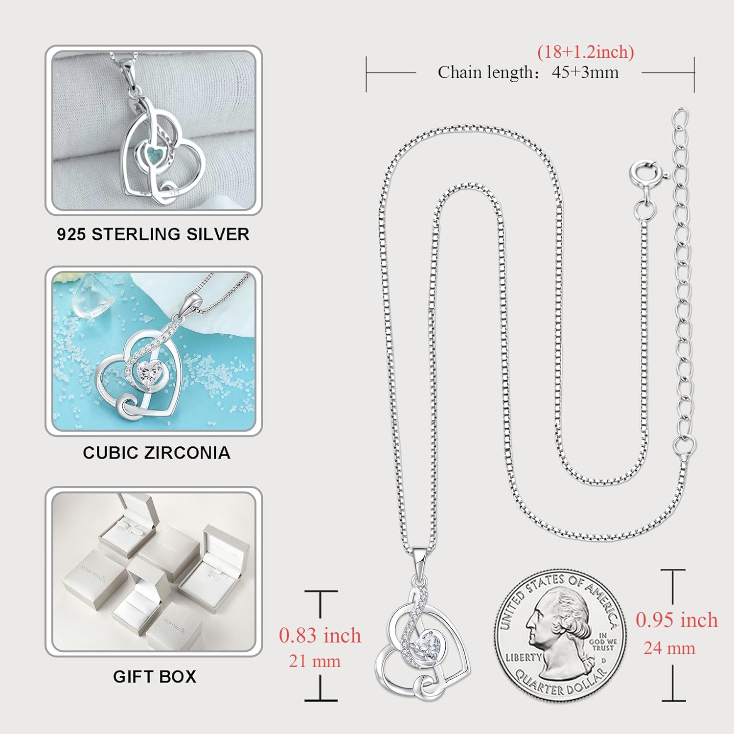 STARCHENIE Music Note Necklace for Women, 925 Sterling Silver Treble Clef Heart Pendant, Birthstone Jewelry Gift for Music Lovers - Image 6