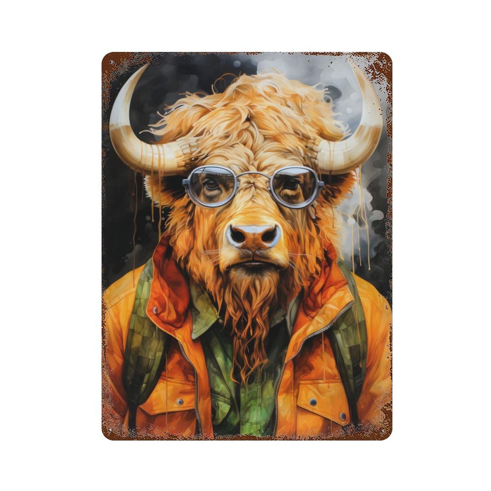 Animal Buffalo 15.7"x11.8" Rustic Tin Plaque, Farmhouse Wall Decor for Basement, Hobby Room And Garage Decor
