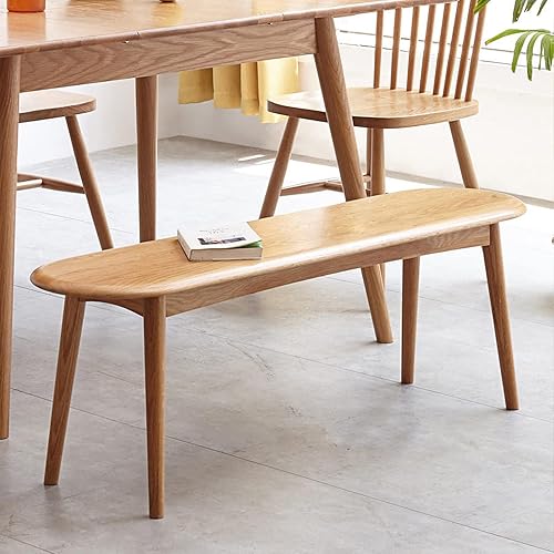 Miniatura 7 de Banco de madera de roble macizo 100% certificado FA, banco de entrada de esquina redondeada, banco de comedor funcional para entrada, dormitorio,