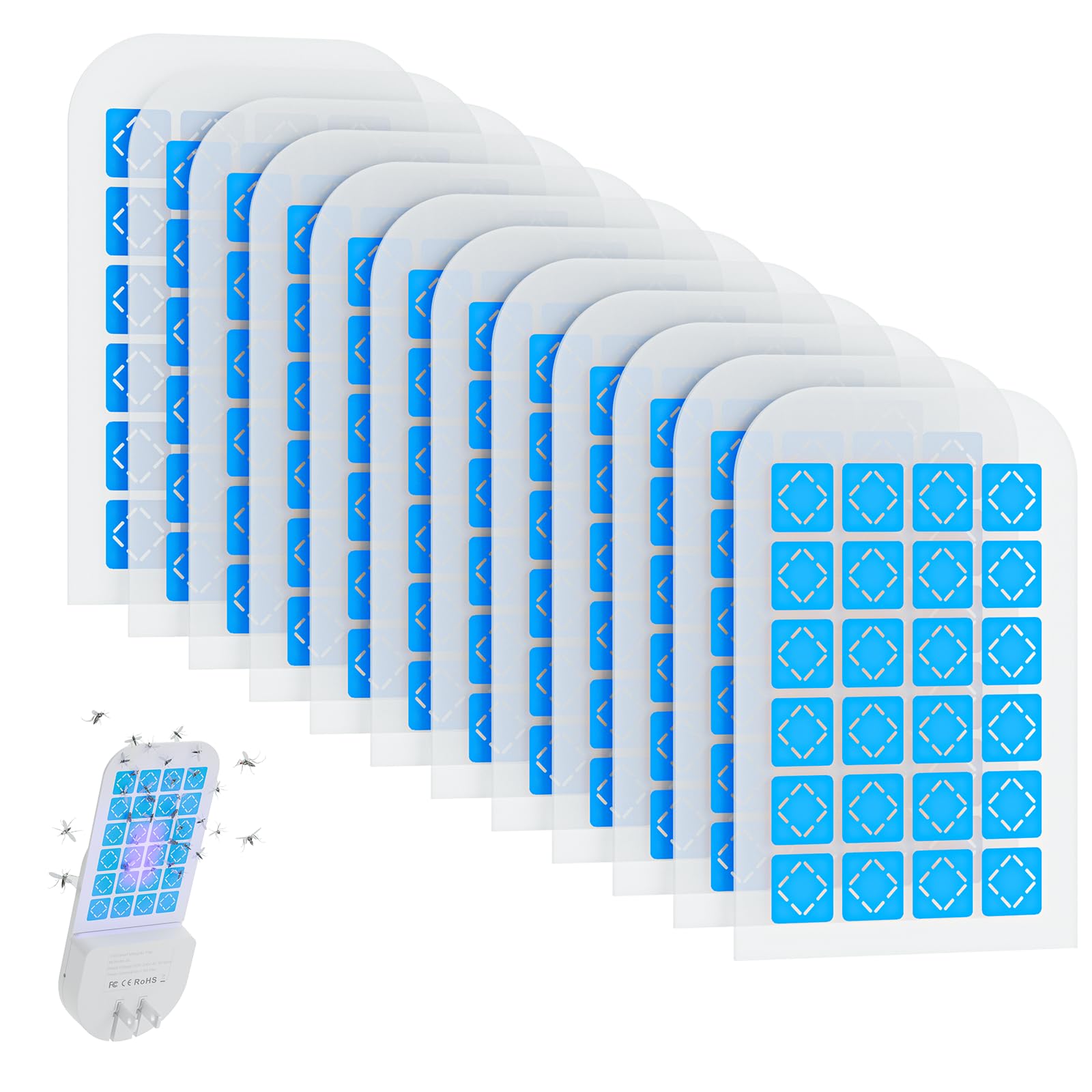 Magnetic Adhesive Cards, Indoor Plug-In Fly Trap Refill Pack - 12-Pack Replacement Sticky Cards for Indoor Fly Traps