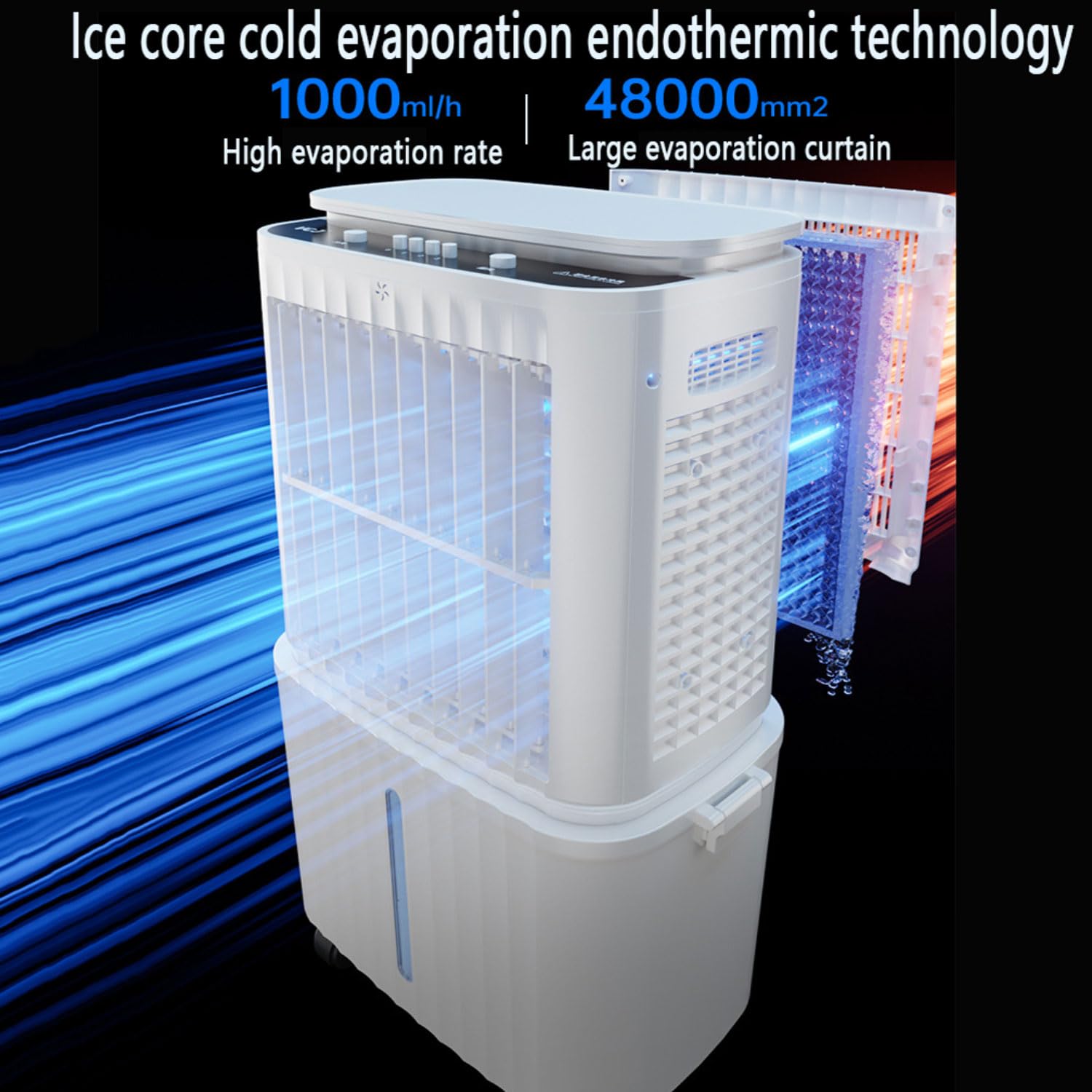 Climatizador Evaporativo Portátil con Tanque Desmontable 30L Enfriador de Aire Silencioso con Temporizador 12H 3 Velocidades 120° Oscilación Bajo Consumo Ventilador de Enfriamiento para Hogar