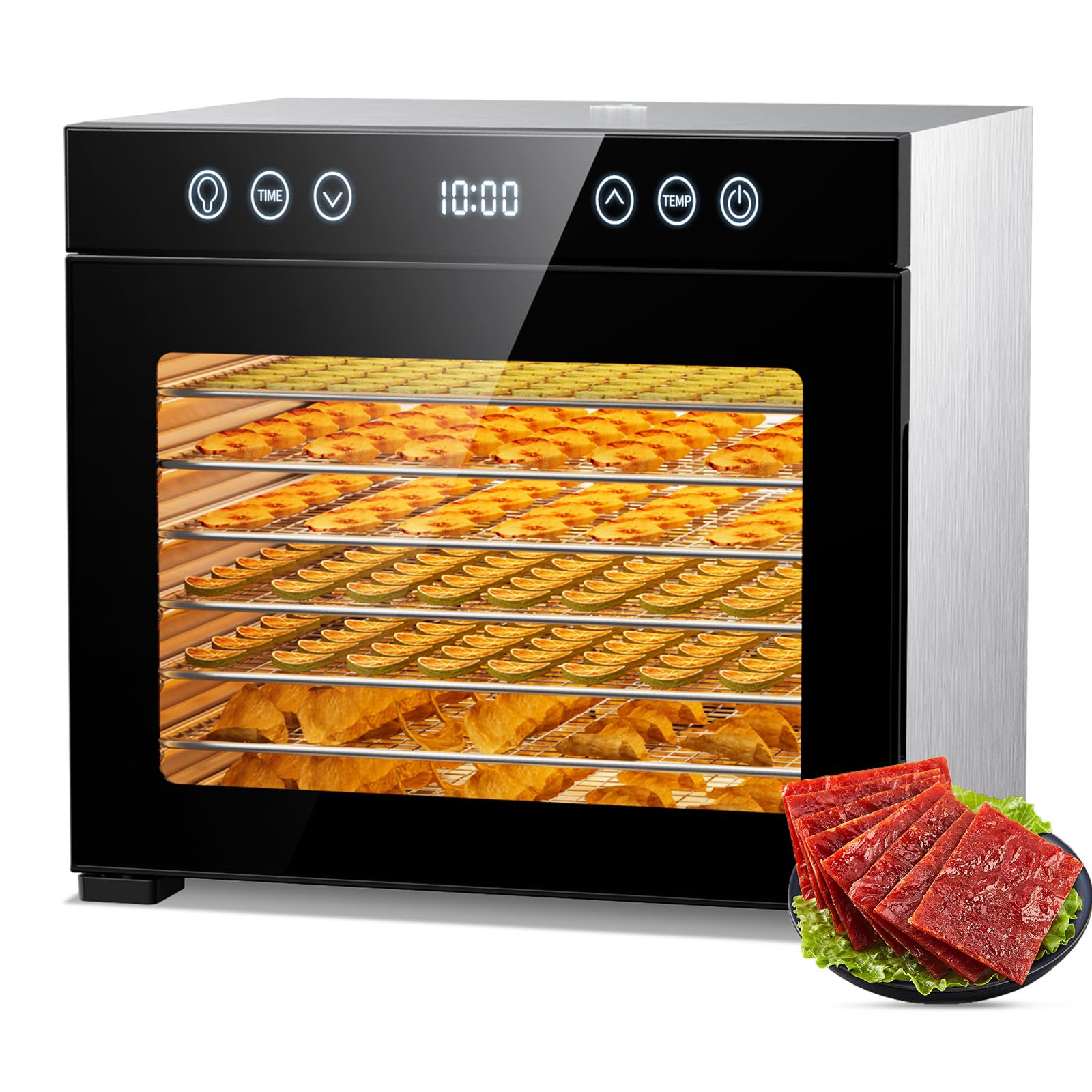 Psiidan Food Dehydrator Machine, 8-Tray 650W Stainless Steel Dehydrator with Adjustable Timer & Temp (Up to 167°F), Overheat Protection, Quiet Meat Dehydrator for Jerky, Fruit, Herbs, Dog Treats