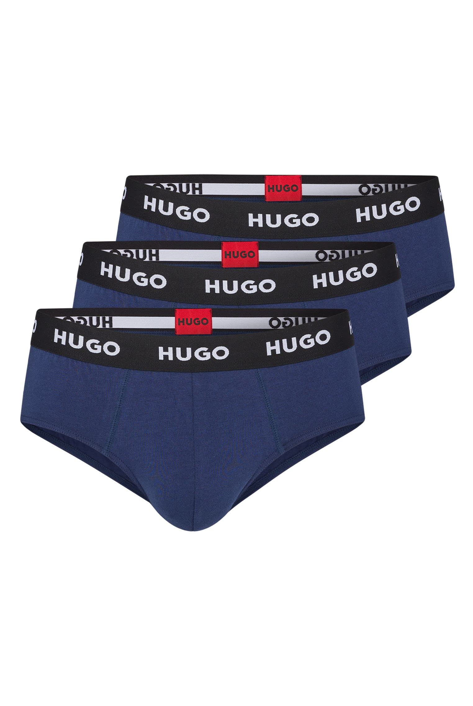 HUGO Herren HIPBRIEF TRIPLETPACK Dreier-Pack Slips aus Stretch-Baumwolle mit Logo am Bund
