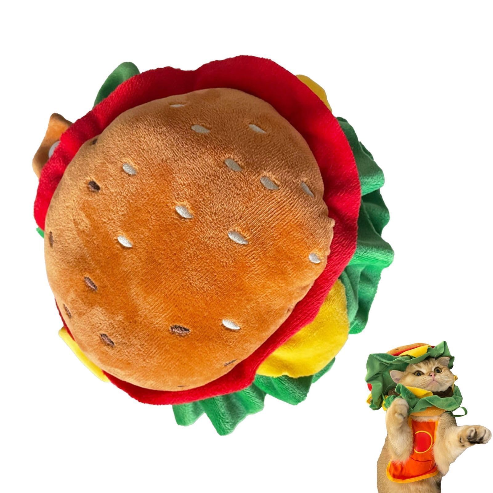 Chapeau hamburger chat Cyrank en peluche réglable taille M pour Noël