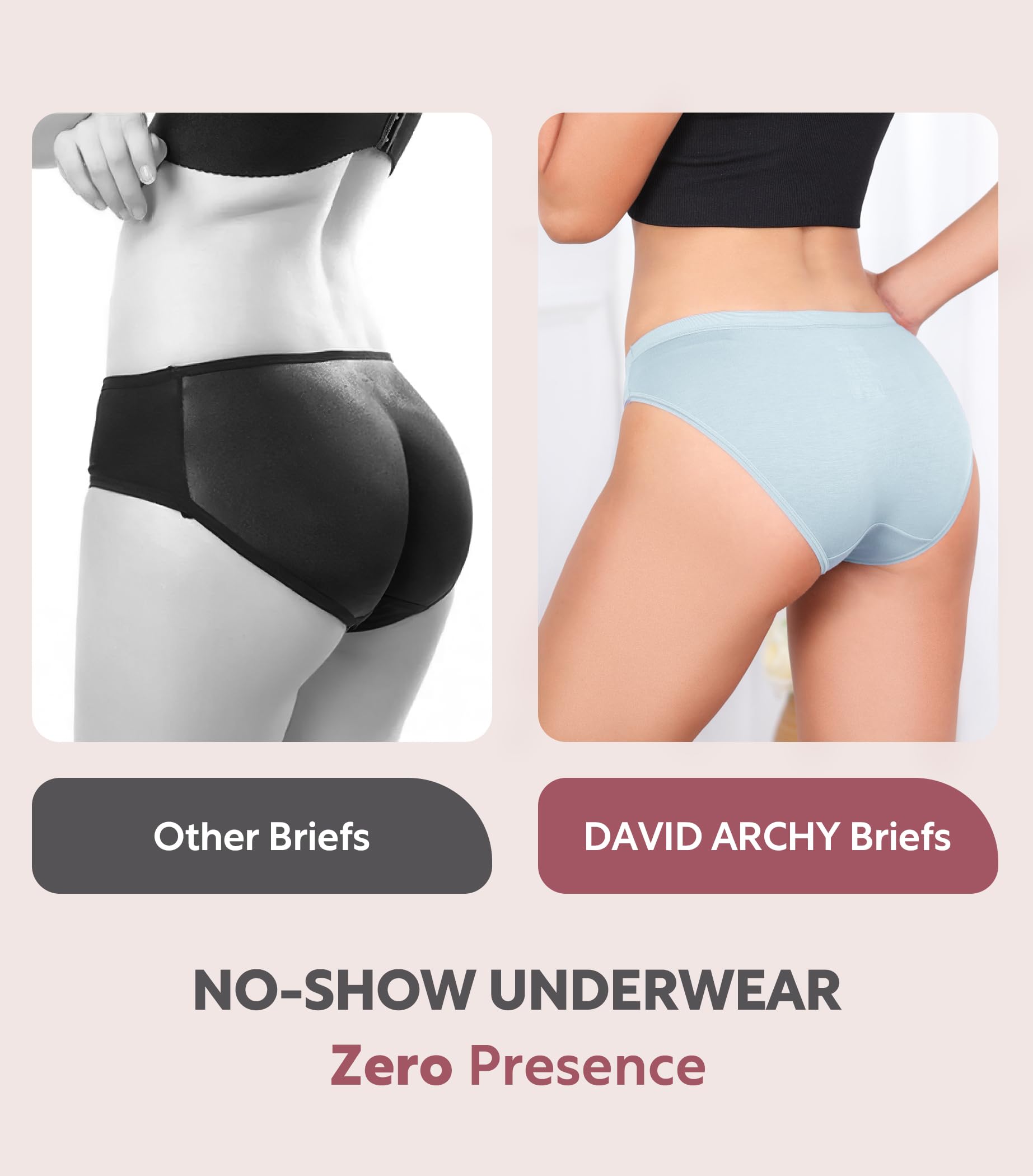 DAVID ARCHY Ropa interior de rayón de bambú para mujer, ropa interior que absorbe la humedad, suave, transpirable para mujer
