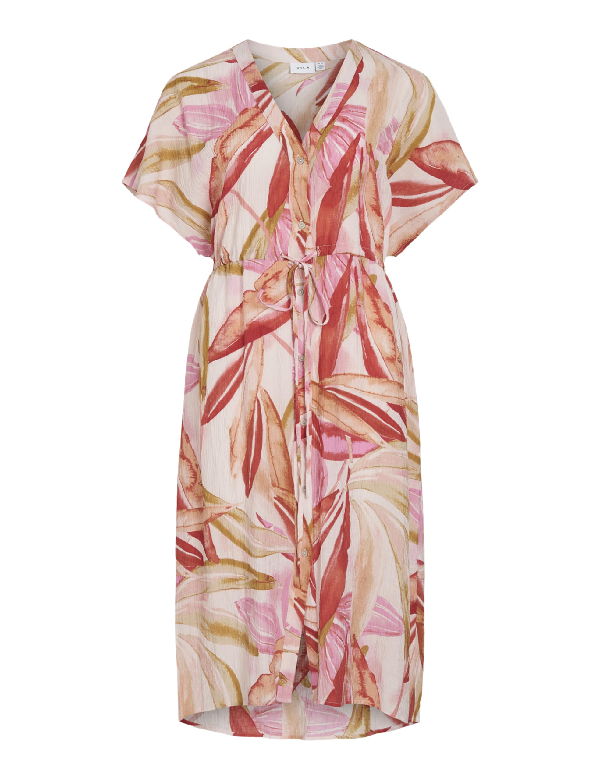 Vila Damen Vilimia Pri V-Neck S/S Midi Dress/Pb