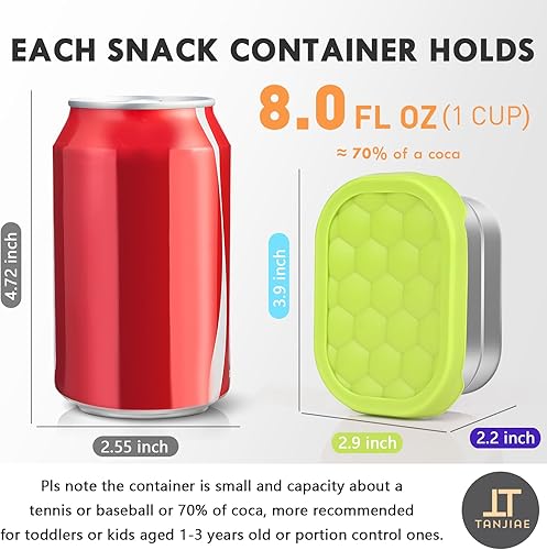 Miniatura 2 de Paquete de 4 Recipientes Pequeños de 8 oz (1 TAZA) de Acero Inoxidable para Bocadillos para Niños Recipientes Reutilizables de Fácil Apertura para