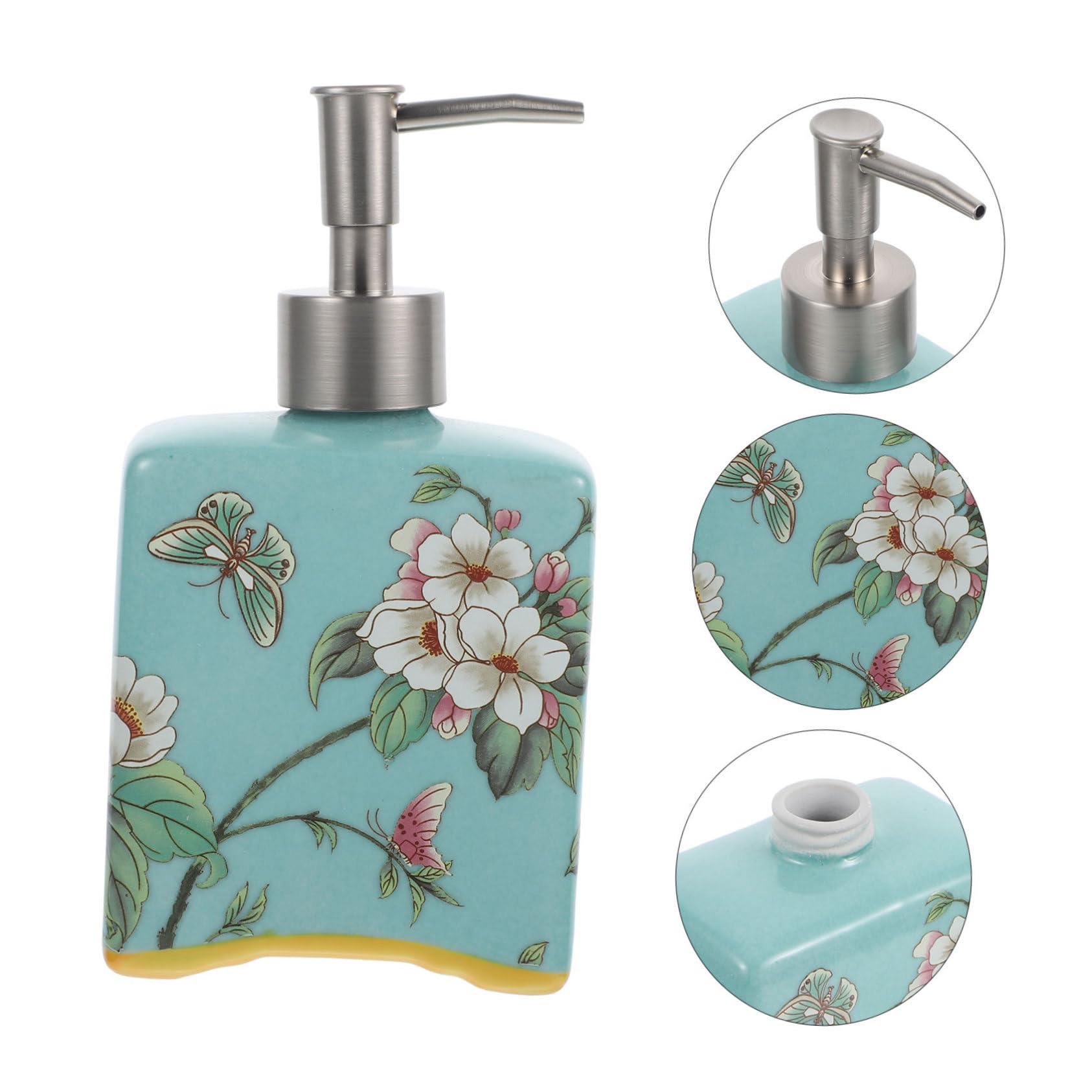 Dispensador de Jabón de Cerámica 410ml con Acero Inoxidable
