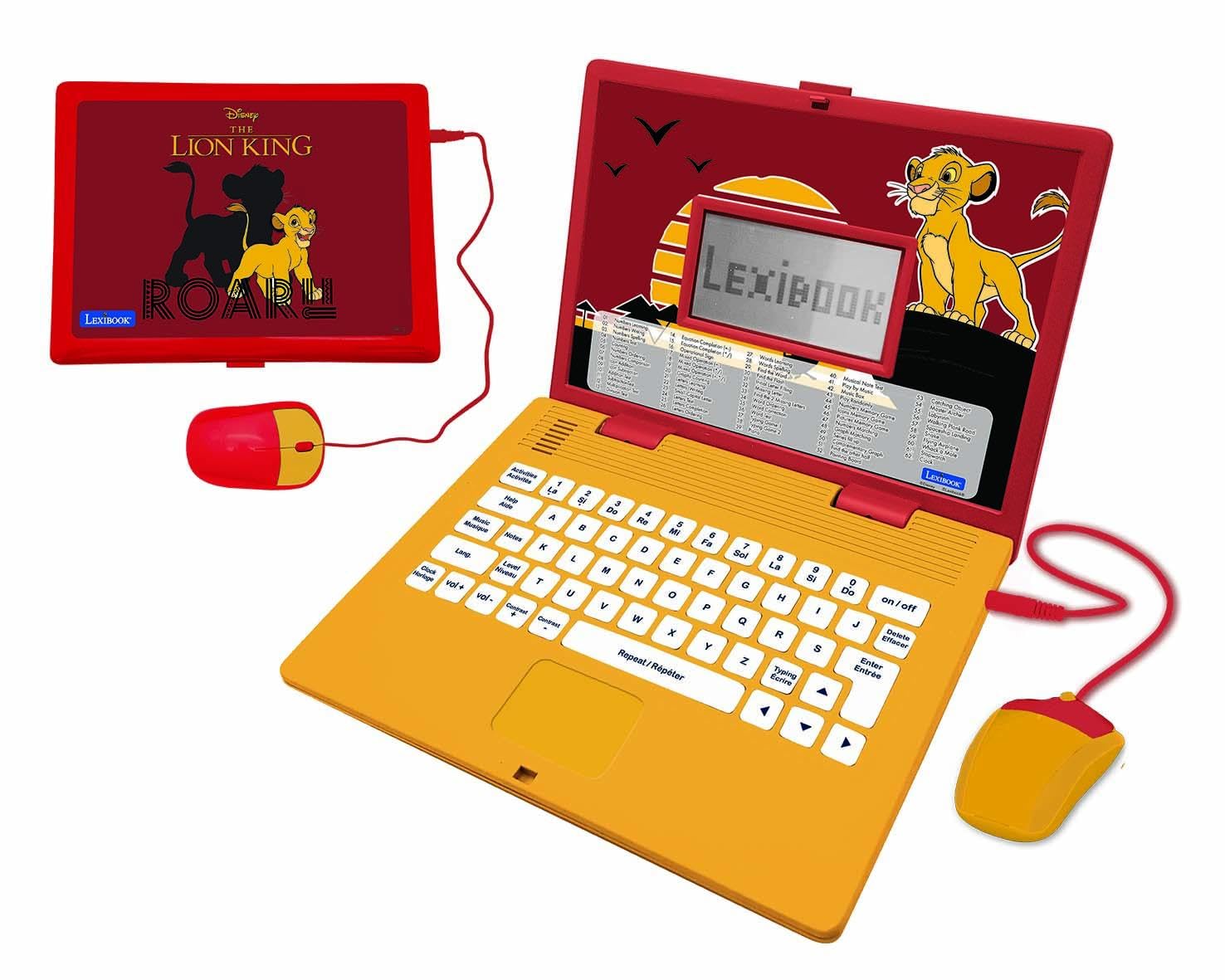 Lexibook, Disney The Lion King, Bilingual French/English educational computer, Toy for children with 124 language, writing, maths, logic, music activities and games, Yellow/Red, JC598ANi1LXB — image 1