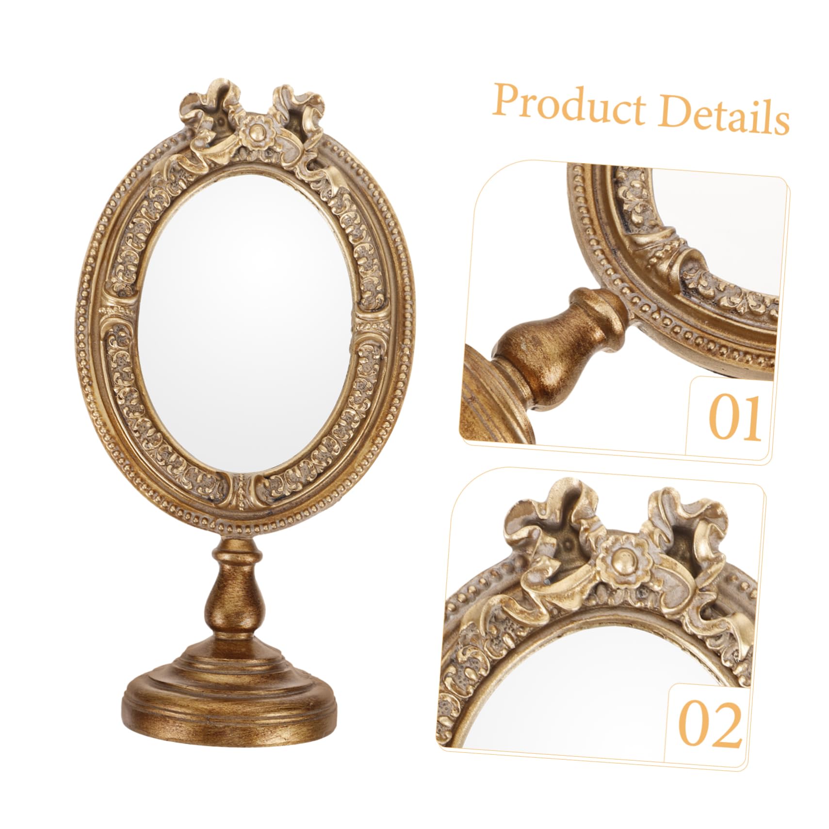 VALICLUD 3 Stück Vintage Aesthetic Tischspiegel Europäischer Stil Dekorativer Schminkspiegel für Schlafzimmer Schminkstation Leicht und Praktisch für Damen und Professionelle Make Up