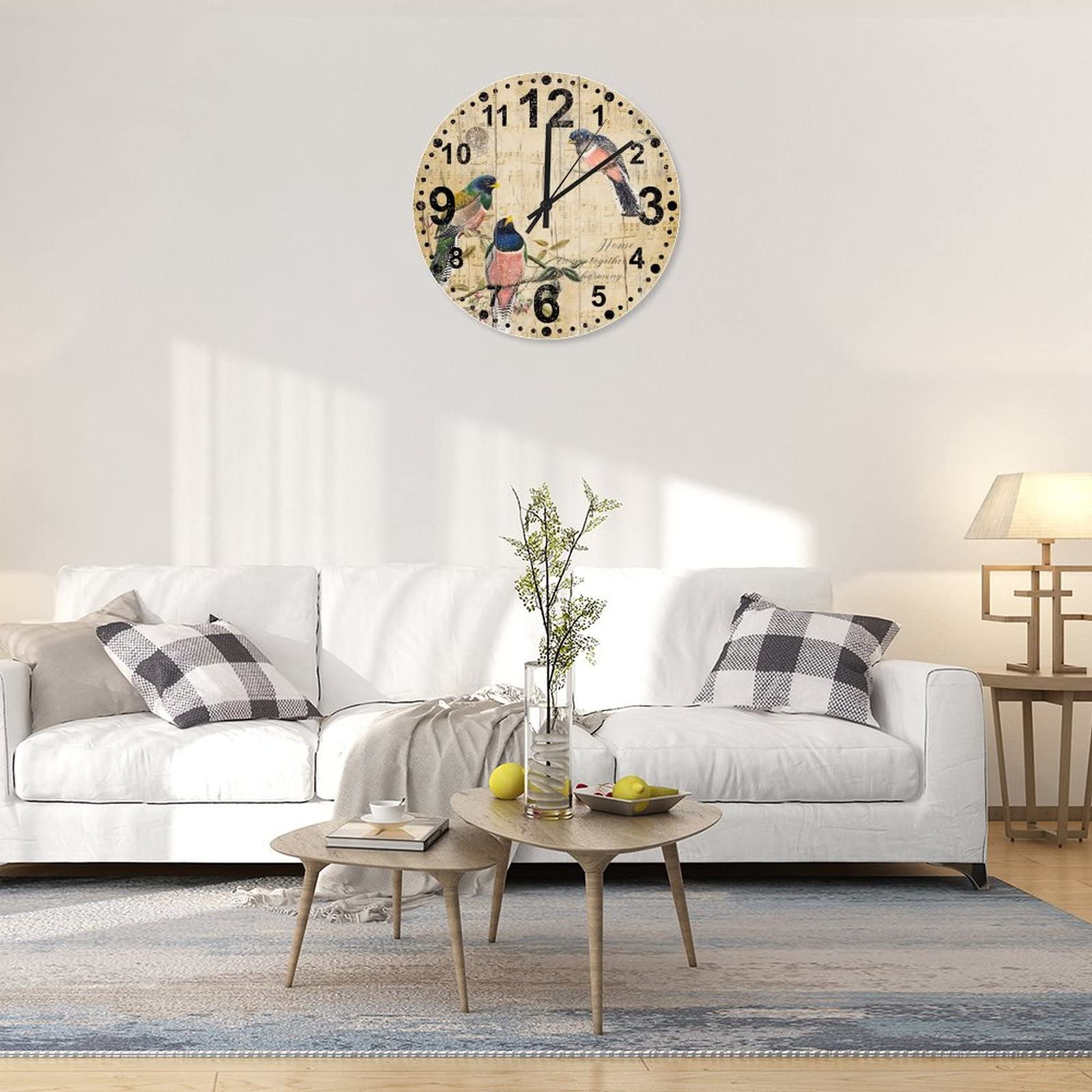 Horloge murale à quartz silencieuse, grain de bois, moderne, pour bureau, maison, fonctionnement