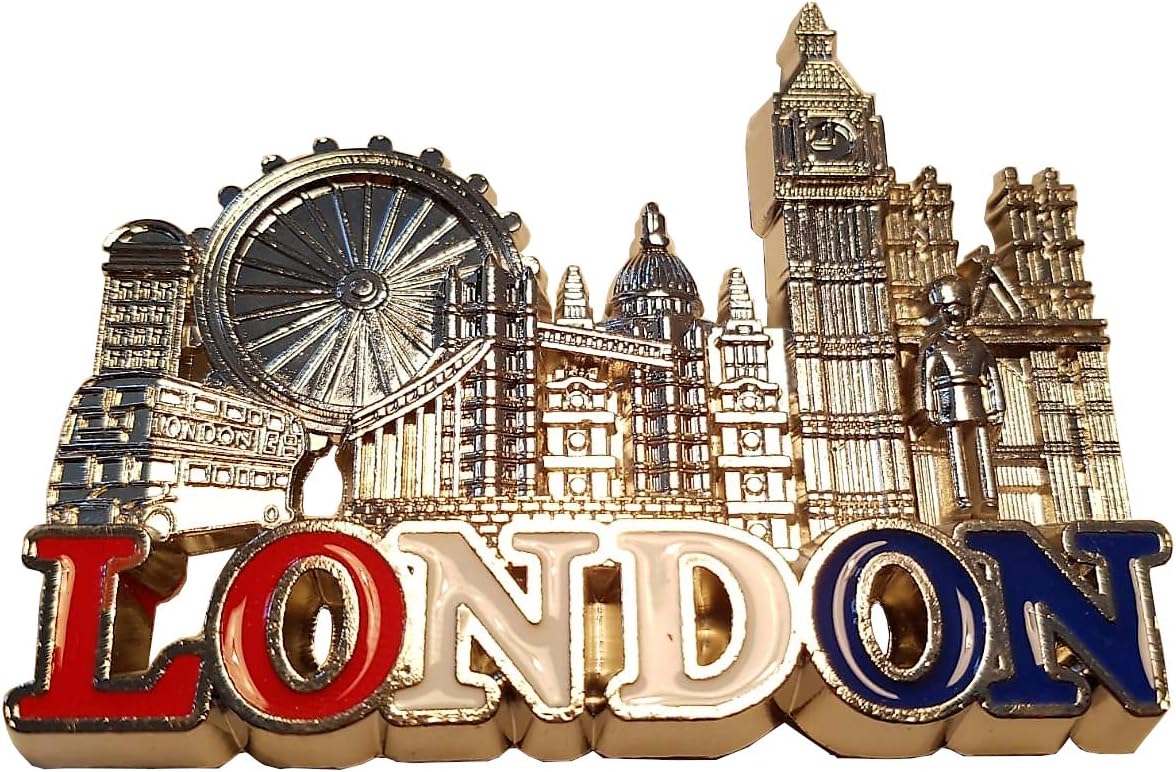 London Metal Fridge Magnet - Silver Coloured/Eye/Tower Bridge/Big Ben/St. Paul's Cathedral/Westminster Abbey/Royal Guard/Telephone Box/Double Decker Bus/England UK British Souvenir