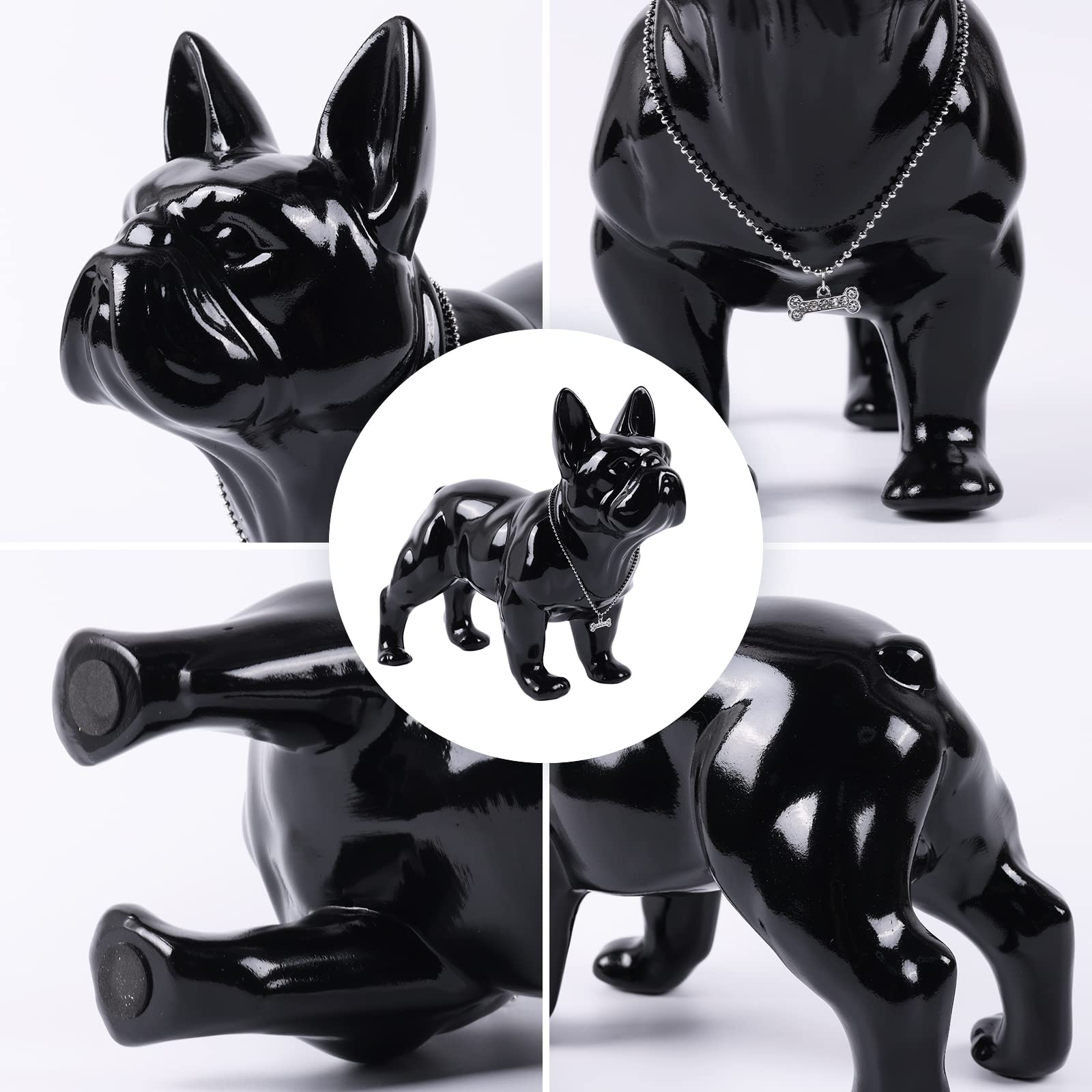 suruim Figurka buldoga francuskiego z żywicy, prezent, rzeźba, wystrój domu, dekoracje na biurko, dekoracja czarnego stołu, kolor czarny, 25 cm