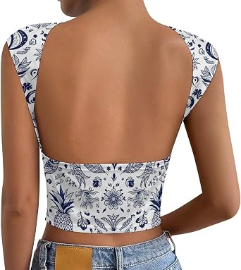 Womens Open Back Workout Tops Backless Short Sleeve T Shirt Casual Y2K Tee 2026