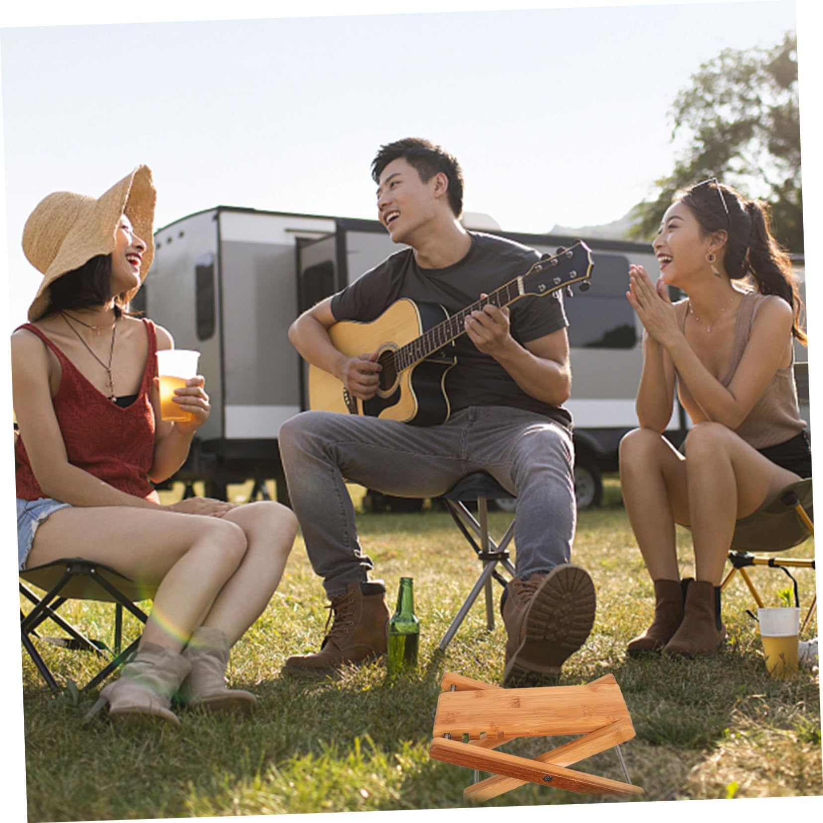 Toddmomy Stable Pedicure Foot Stool Nail Art Foot Rest Portable Leg Rest Folding Guitar