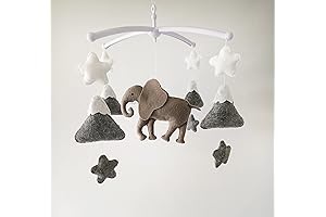 Elephant Mobile for Crib - Gray, Stars Mountains Gray Mobile