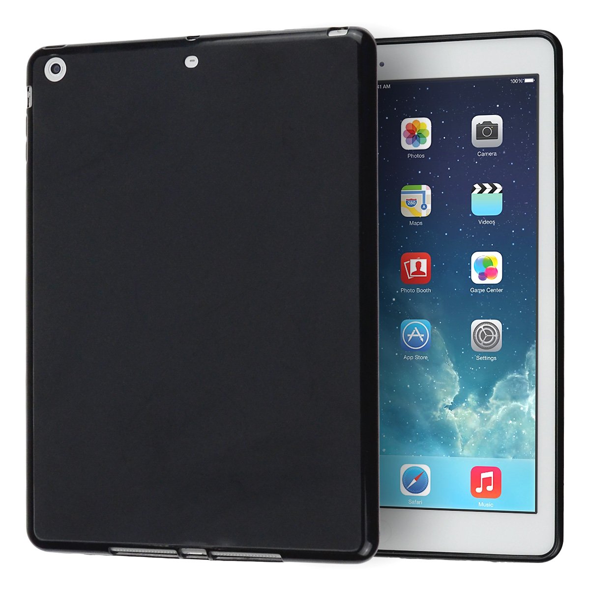 doupi SolidFit PureColor TPU Case for iPad Air (1. Gen.) Solid Color Matte Silicone Case Bumper Cover Black