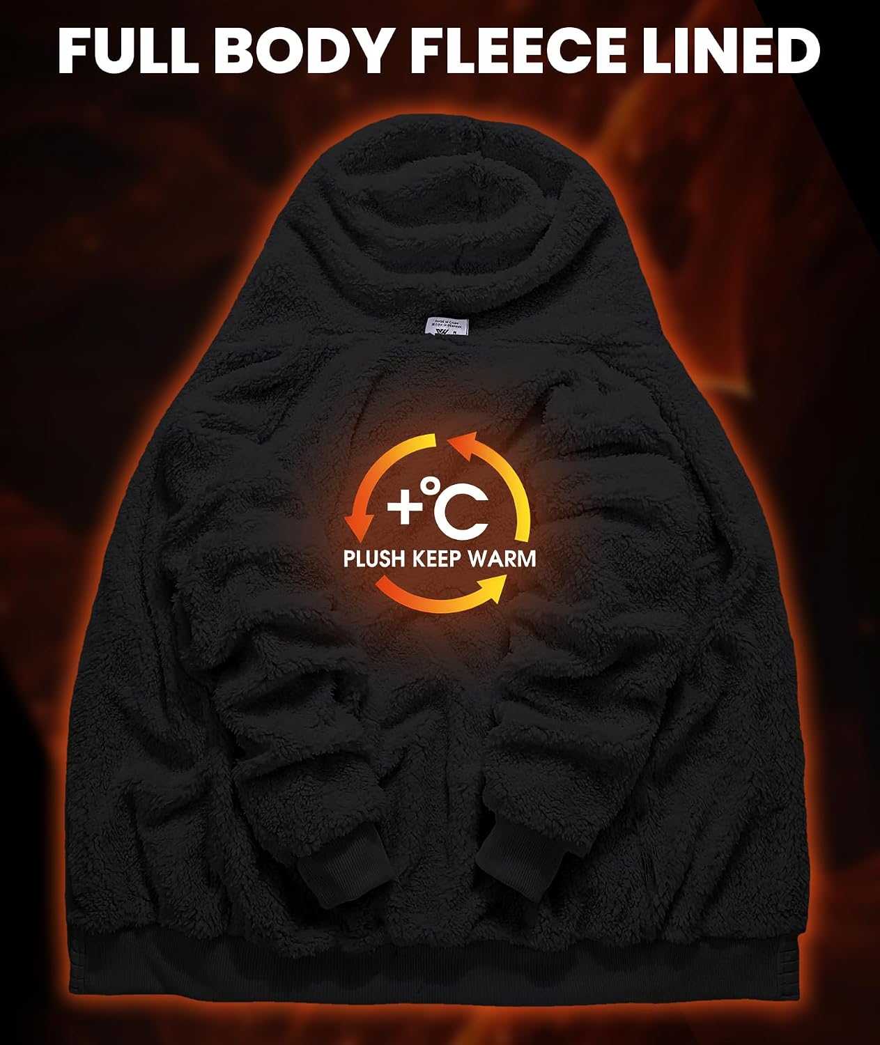 Condition photo showing New/Like New for geek lighting mens fleece lined hoodies zip up waffle knit thicken hooded sweatshirts winter jackets medium all black