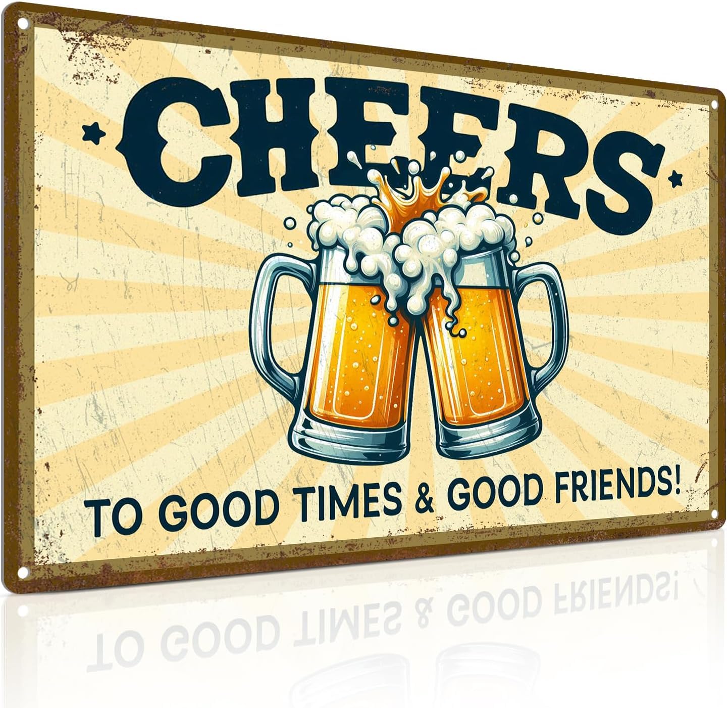 Cheers to Good Time & Good Friends Vintage Metal Tin Sign Posters Wall Art Aluminum Sign For Cafe Bar Garden Home Bathroom Decoration 16x12 inch