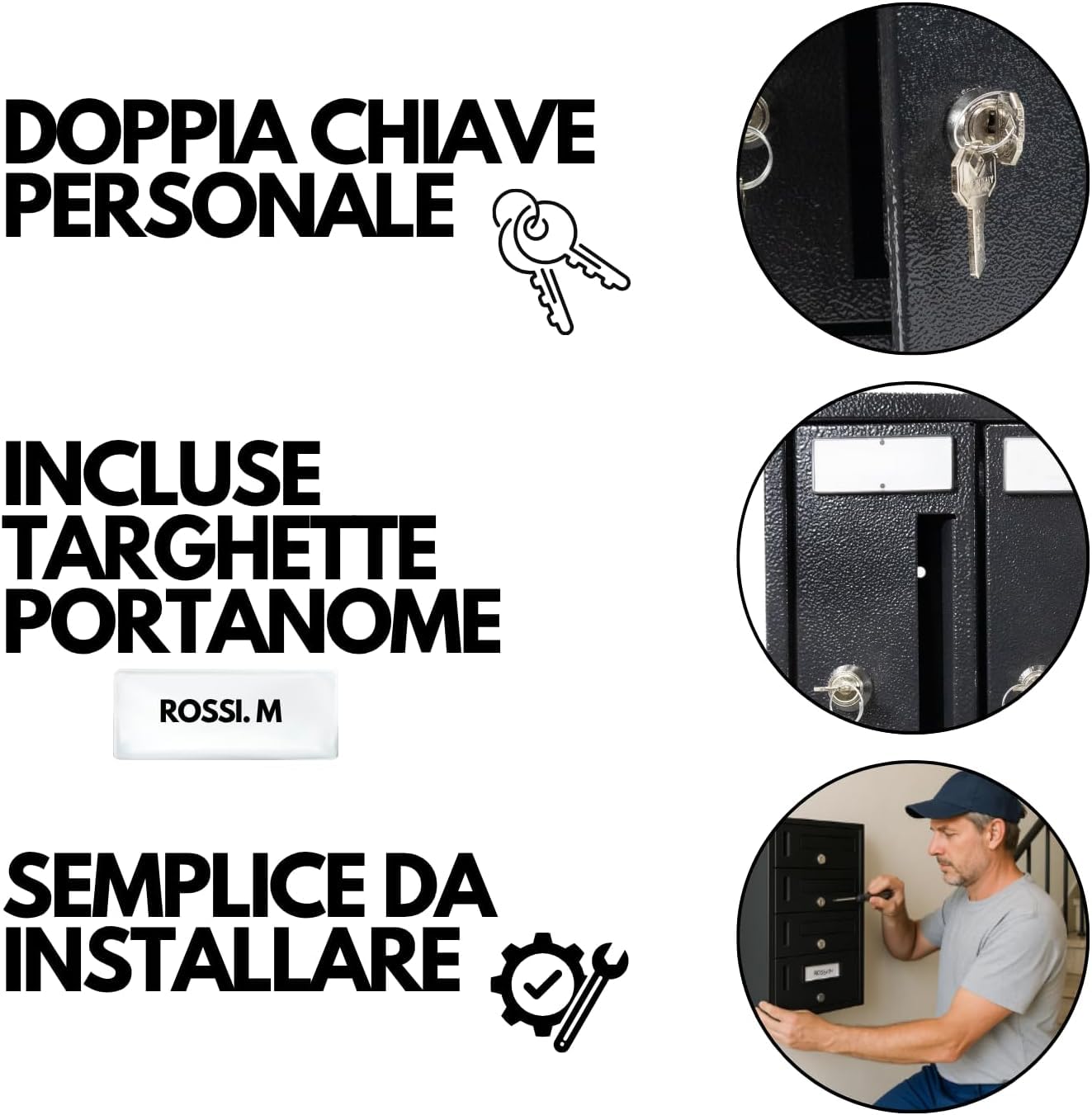 La zappa Cassetta postale condominiale componibile da muro buca lettere da esterno in acciaio Made in Italy (Silver, 12 posti)
