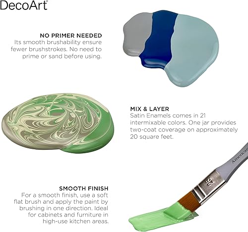 Miniatura 7 de DecoArt Americana Decor - Esmalte de satén blanco cálido ADSA03 8 onzas líquidas tarro