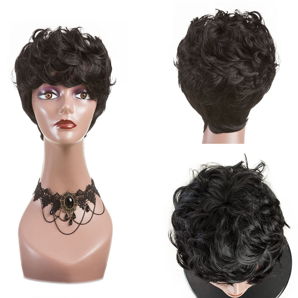 Black short shag pixie wig S10311e3f18ef4a9f9086a6ace950e  main image 3