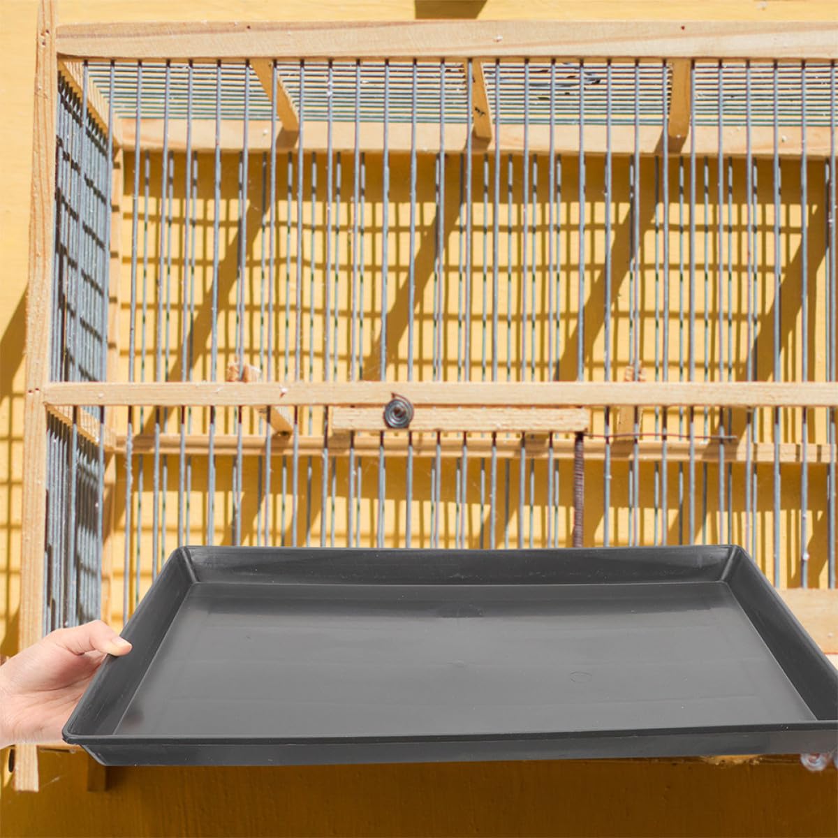 Kisangel Bandejas Negro para Jaula de 2piezas de Plástico Impermeables y Multifuncionales para Conejos y Aves en Jaulas o Recintos