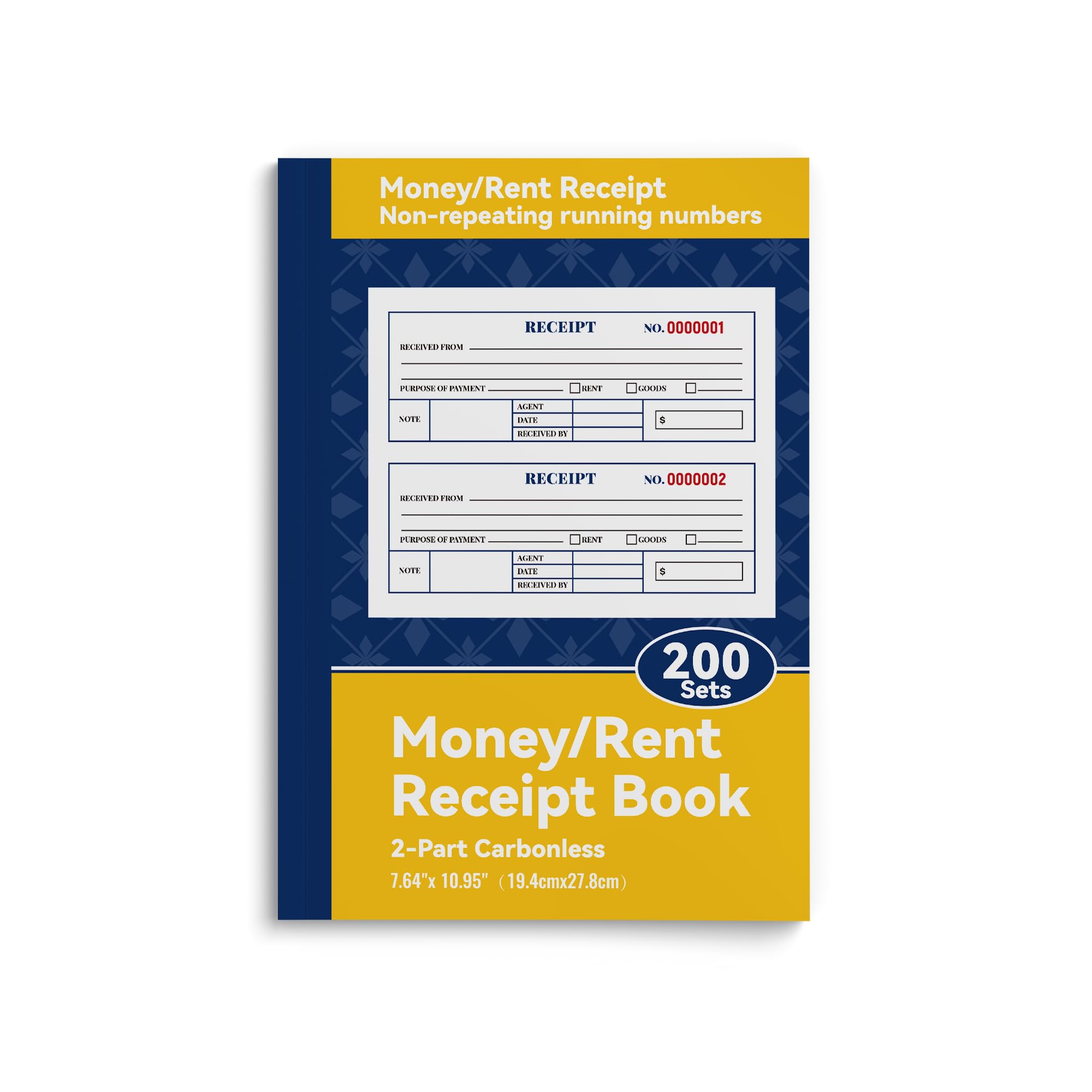 Multi-Purpose Money and Rent Receipt Book, 2-Part Carbonless, Single Book,200 Sets