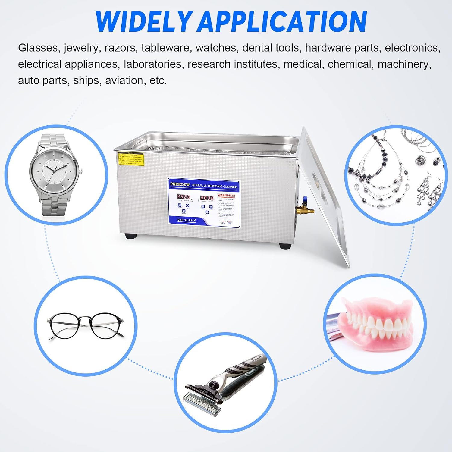 Professional Ultrasonic Cleaner 22L Lab Sonic Cleaner Ultrasonic Parts Cleaner with Digital Timer & Heater for Jewelry Rings Diamond Watch Glasses Small Dental Instrument, Silver (84-QXJ-22L)