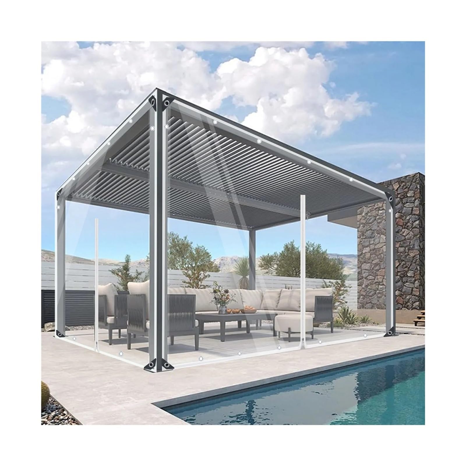 Clear Tarp Clear Tarps PVC Transparent Tarp Waterproof Windproof Anti-Tear For Greenhouse Patio Garden Garage Chicken(2x2.5m)
