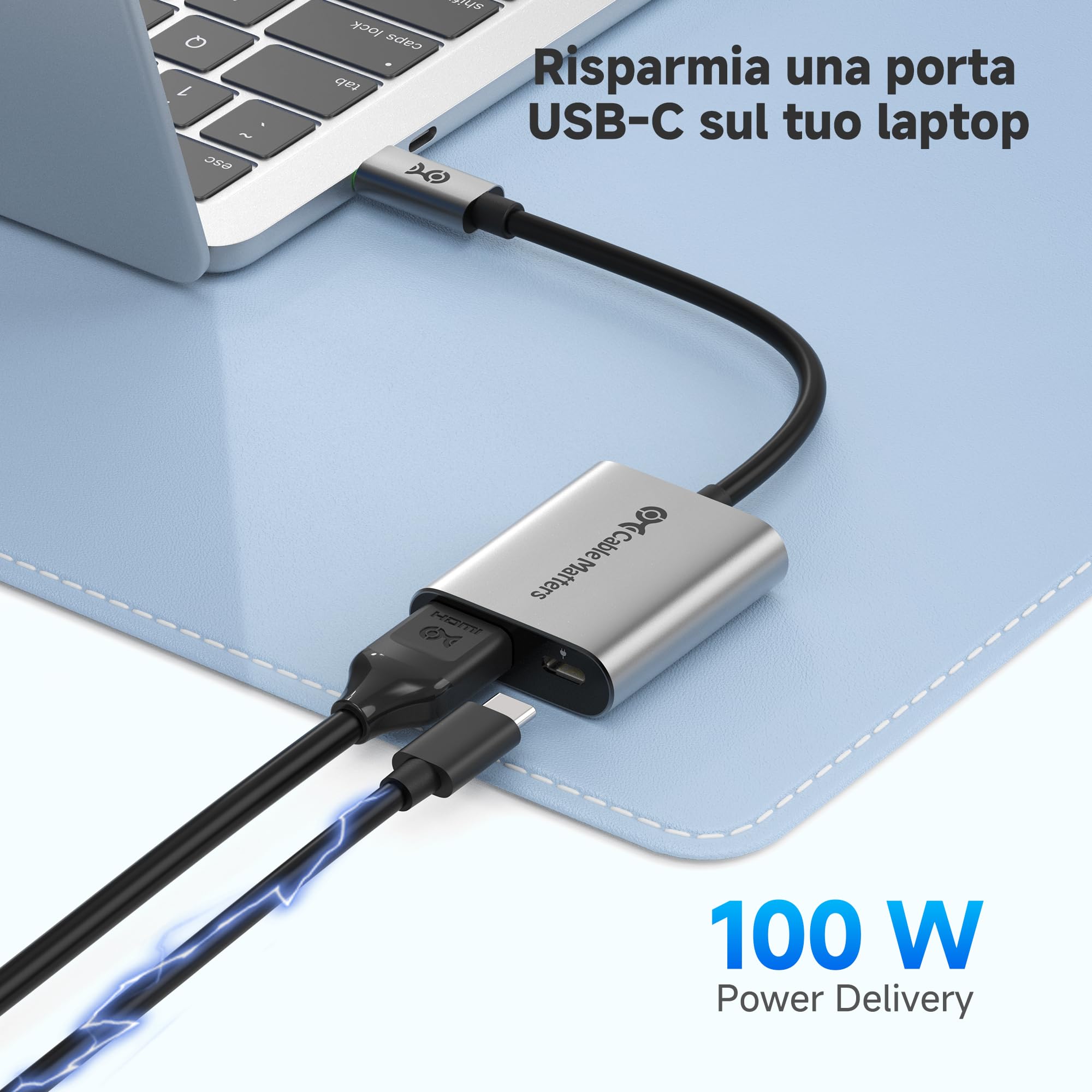 Cable Matters Adapter 48 Gb/s USB C na HDMI 2.1 obsługuje 4K 120Hz i 8K 60Hz (wymagany DSC) HDR, 100 W PD - Kompatybilny z Thunderbolt 3/4 Port - Maksymalna rozdzielczość na każdym MacBooku to 4K przy
