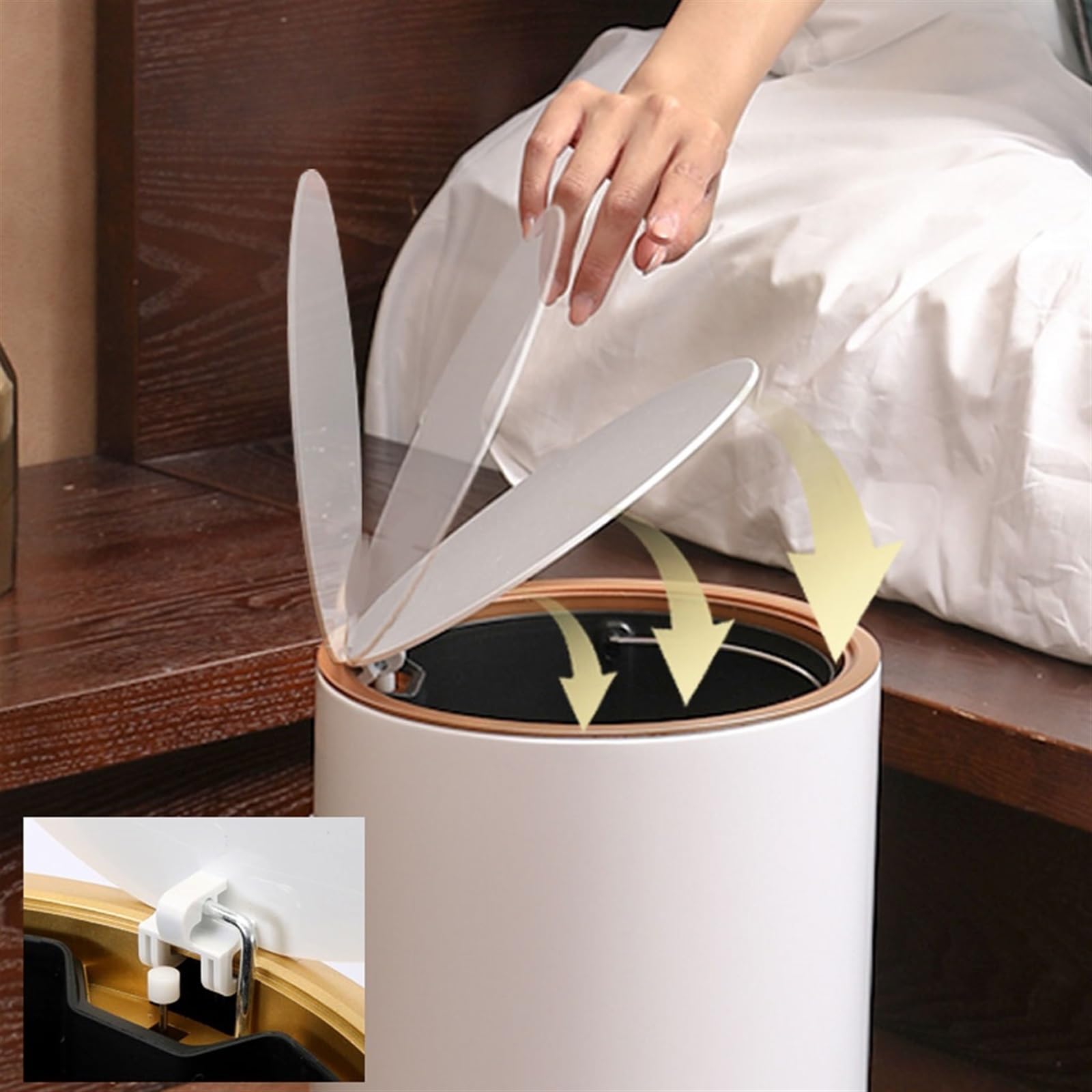 Abfalleimer, Papierkorb Papiereimer Soft-Close-Mülleimer Mit Pedal, Runder Badezimmer-Mülleimer Aus Edelstahl, Abfallkorb-Mülleimer Mit Deckel For Die Küche Papierkorb und Mülleimer(Black,12L)