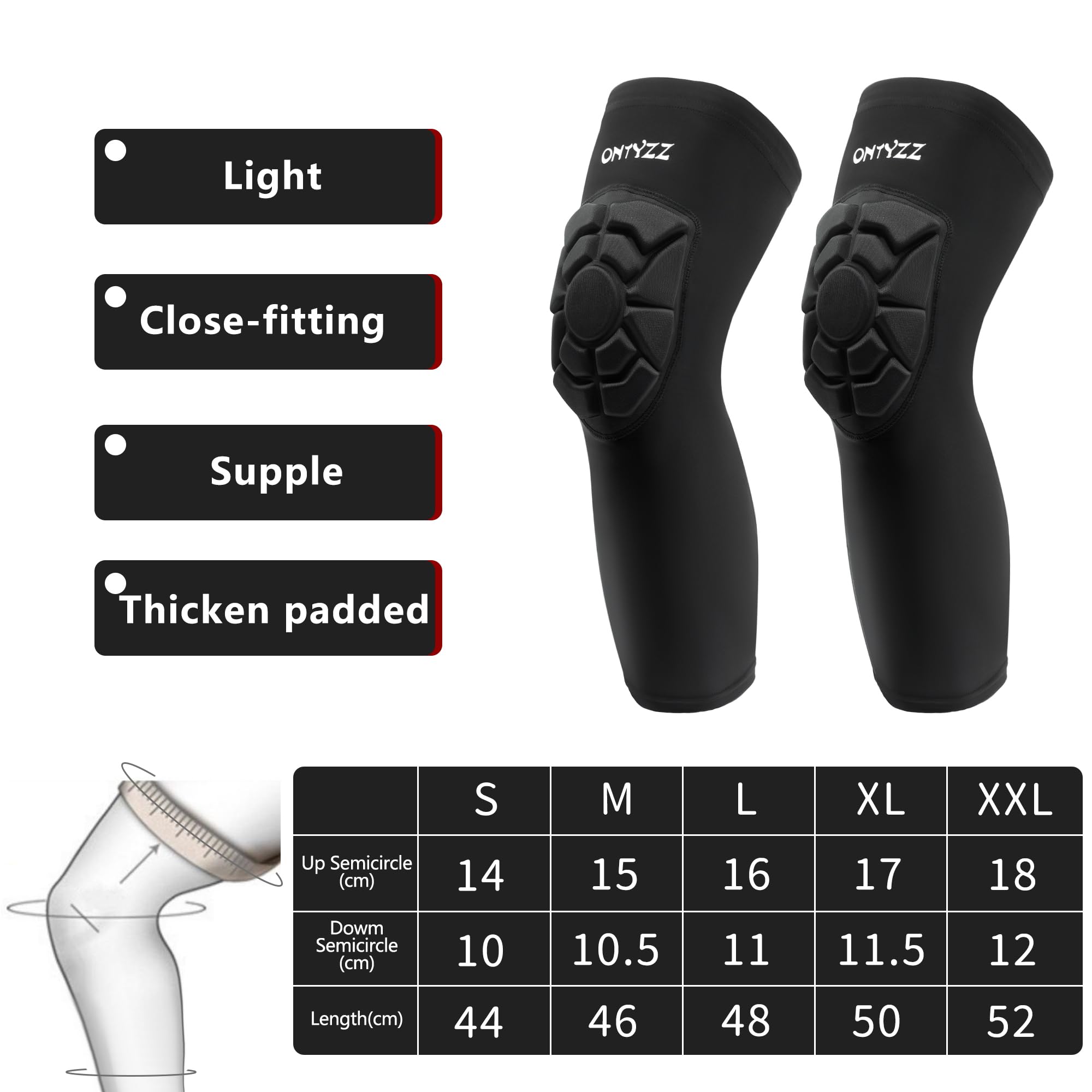 ONTYZZ Ginocchiere Pallavolo Ginocchiera Sportiva 1 Paia Ginocchiere Portiere Giovani Adulto Ginocchio Protezione per Danza Basket Calcio MTB Wrestling Manica Protezioni Ginocchia L