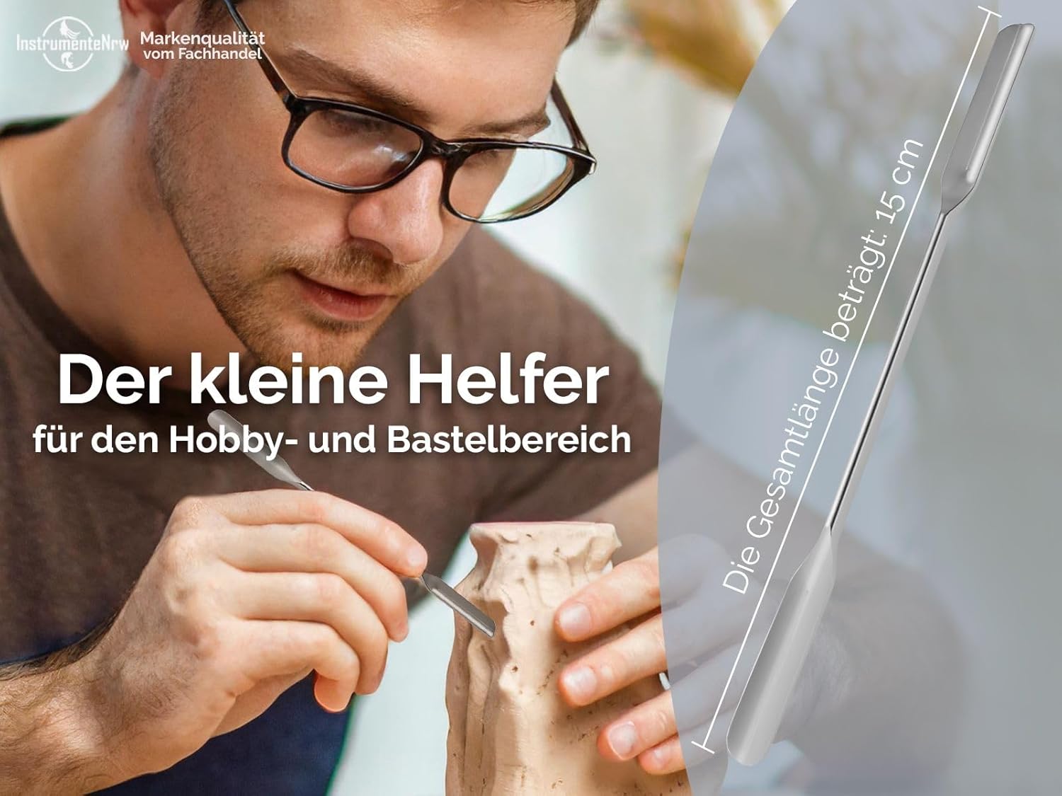 Laboratory Spatula Double-Sided Micro Spatula with Medium Folding Edge Sample Spoon Spoon Spatula Double-Sided Instrument Cream Spoon for Cosmetics Made of Metal 15 cm