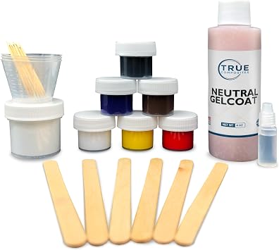 Gelcoat Repair Kit Marine Fiberglass Set with Hardener, Coloring Agents & Tools Fix Scratches, Cracks & Chips on Boats, Autos, Pools & Jet Skis Neutral 4oz