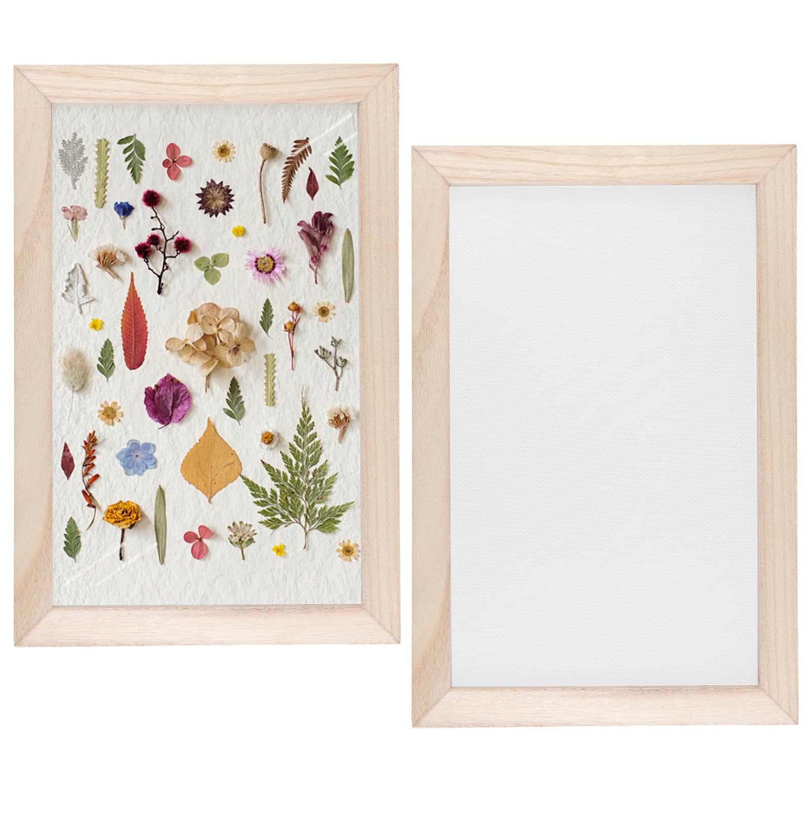 Ziyonix Wood 11.8X7.9 Inch En Paper Making Screen, 2 Pcs Single Paper Making Mould Frame, Papermaking Mould Deckle Ancient Papermaking Mould For Diy Paper Craft Dried Flower Handcraft