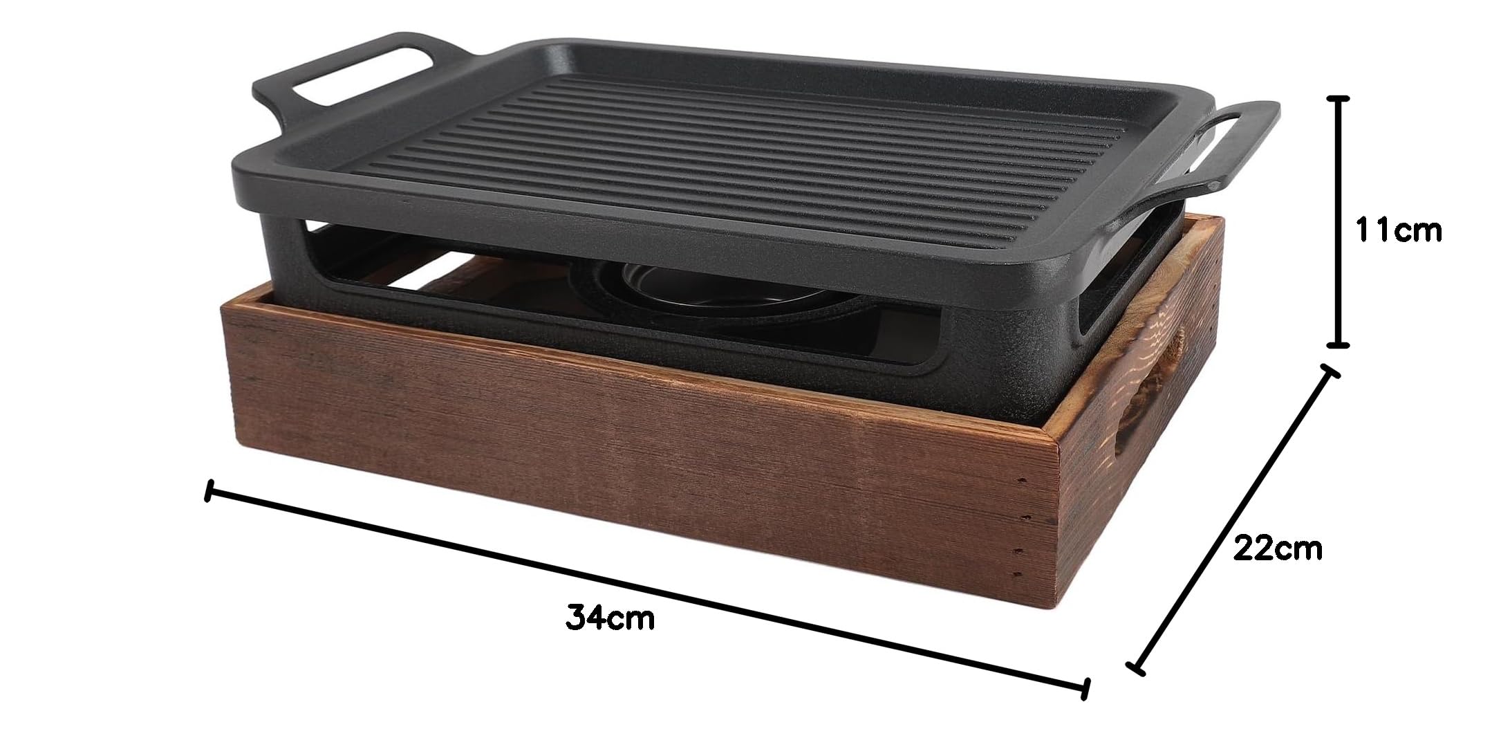Barbecue de Table Portable Haofy avec Base en Bois, pour la Cuisine Intérieure, le Pique-nique en Plein Air, le Camping