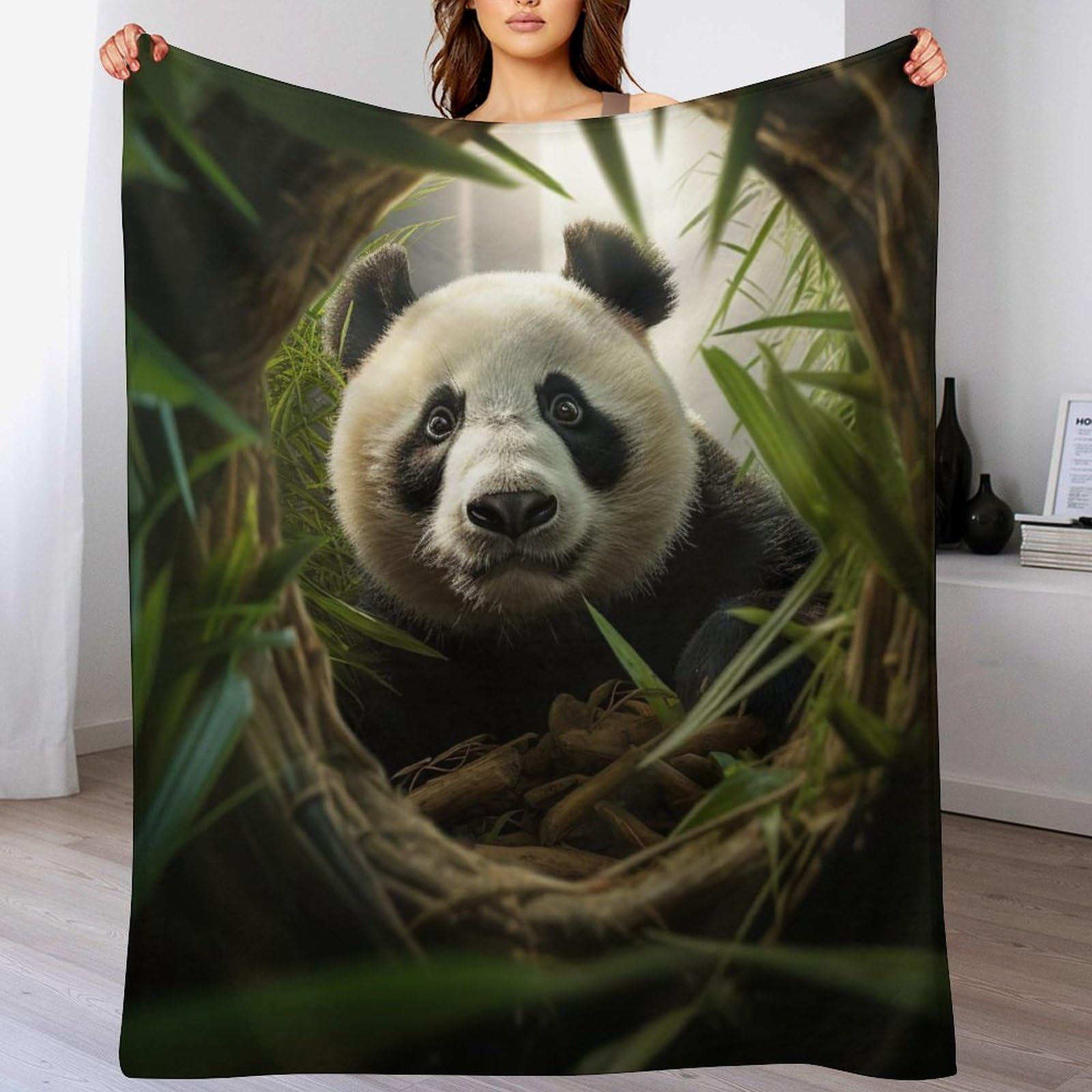 Plaid polaire panda pour canapé couverture douce et chaude soirée cocooning