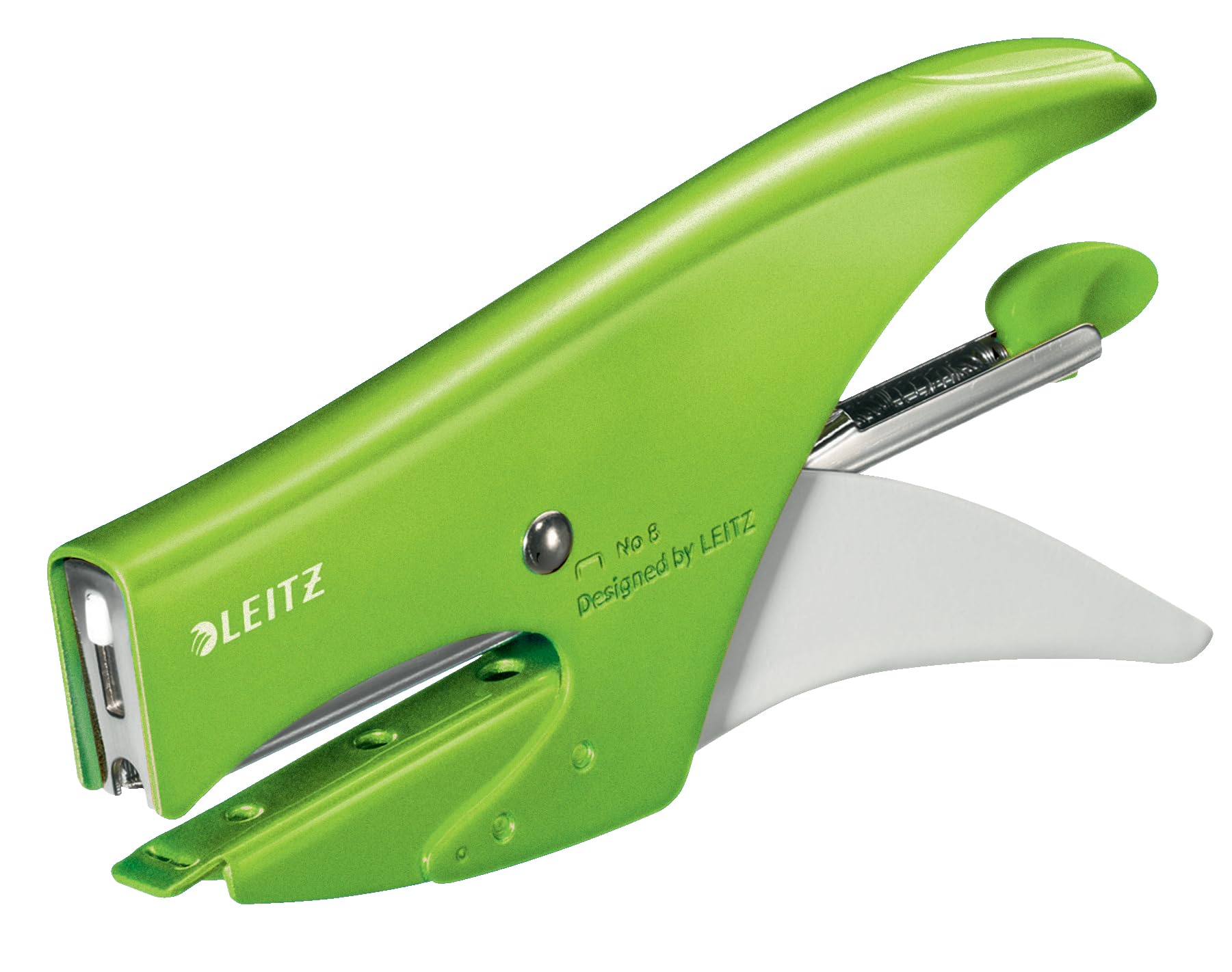 Leitz WOW Niettang, Rode Niettang, Capaciteit van 15 Vellen, Ergonomische Metalen Behuizing, Inclusief 1000 x N° 8 Nietjes, 55472026