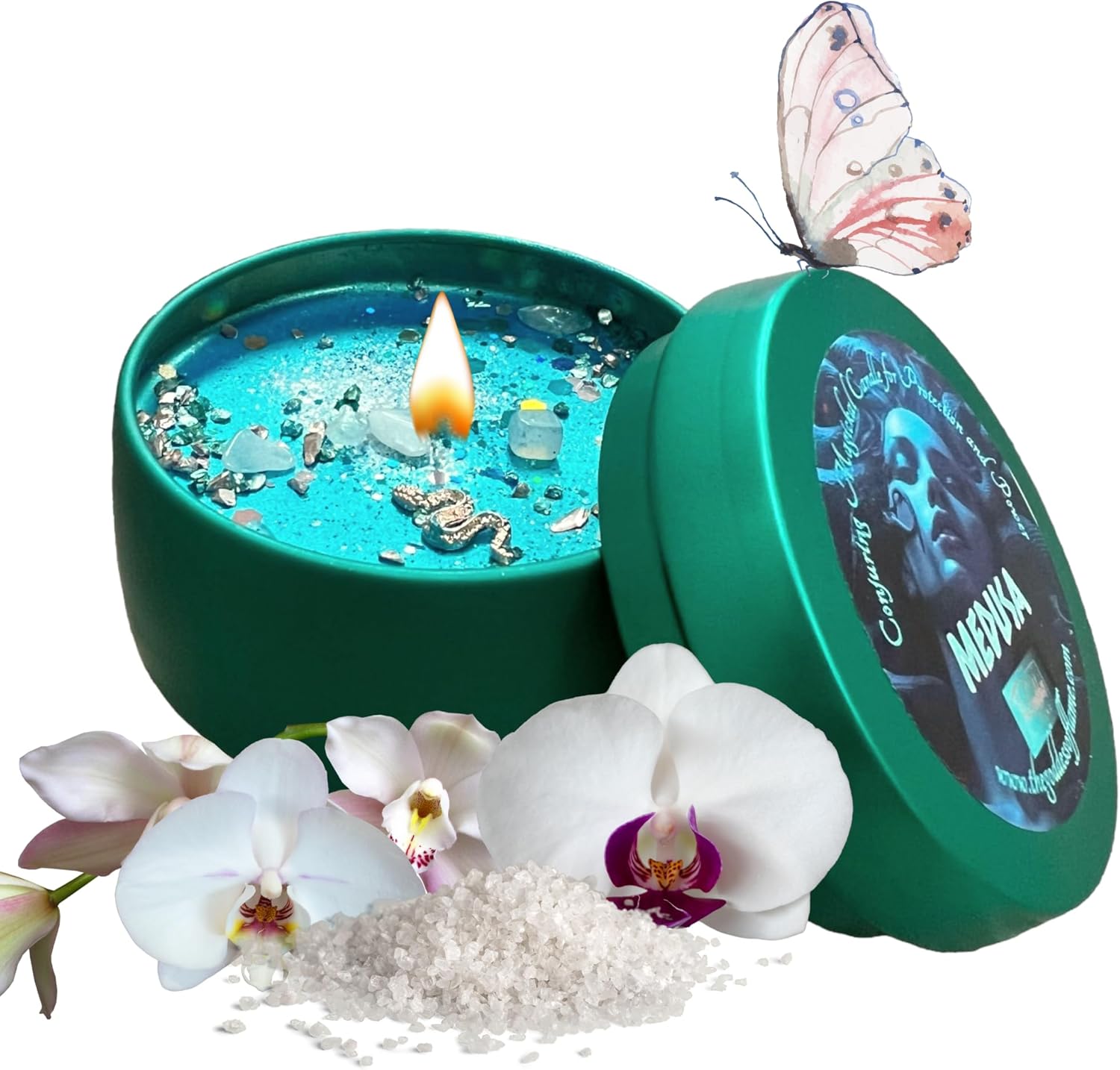 Medusa Conjuring Spiritual Candle | All Natural & Organic Coconut Wax Candle for House Energy Cleansing Purification, Chakra Healing & Protection | Hoodoo Wiccan Pagan Conjure Magick (Medium 8oz)