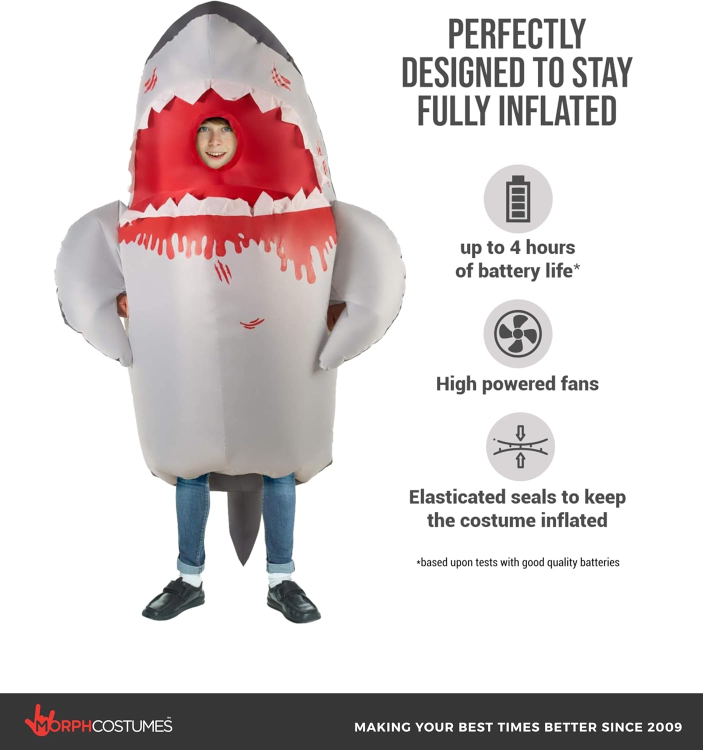 Morph Shark Inflatable Costume Kids, Shark Blow Up Costume Kids,